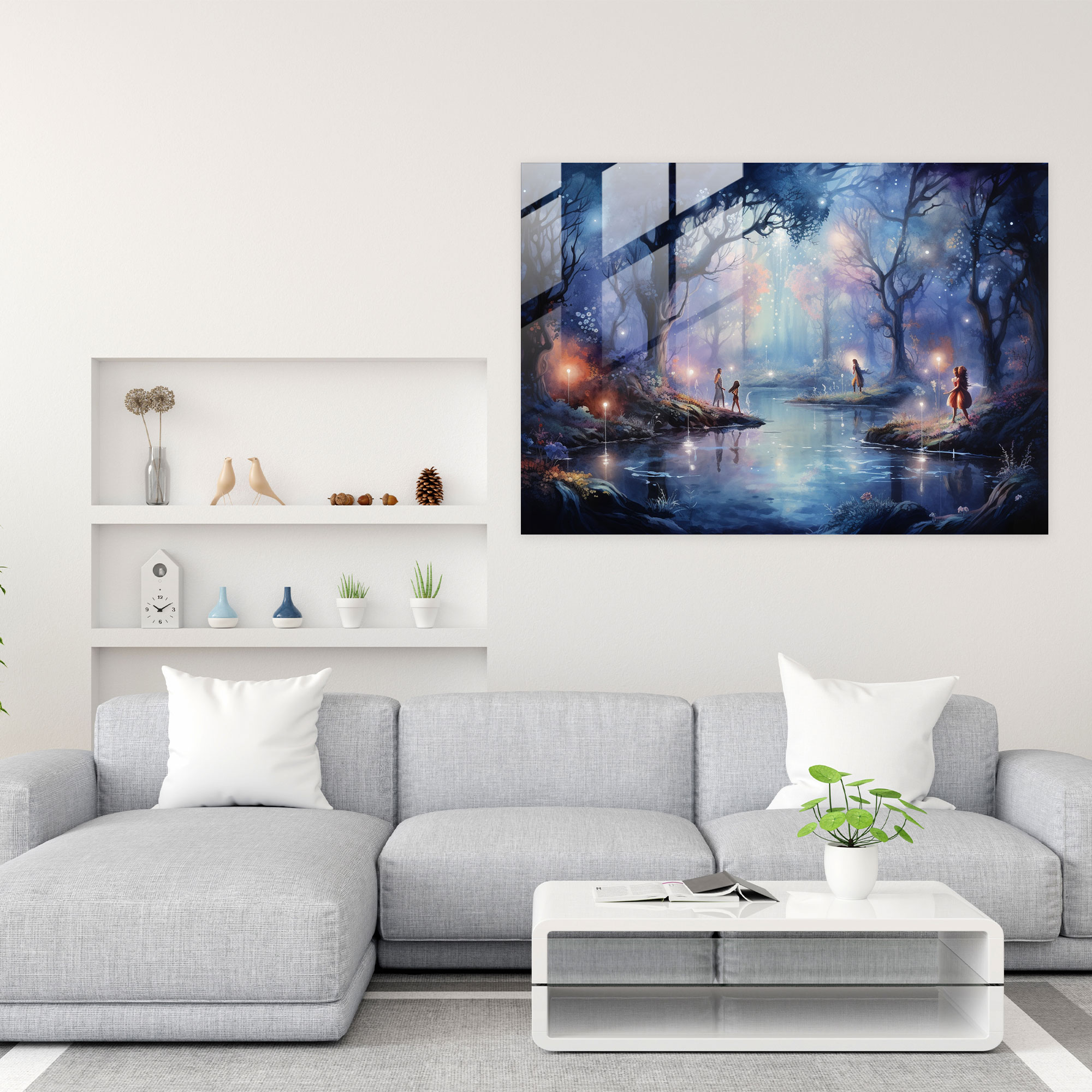 Esotericism Glass Print - Enchanted Forest Fairies - Illuminati, Enchanting, Glass Wall Art, Glass Art