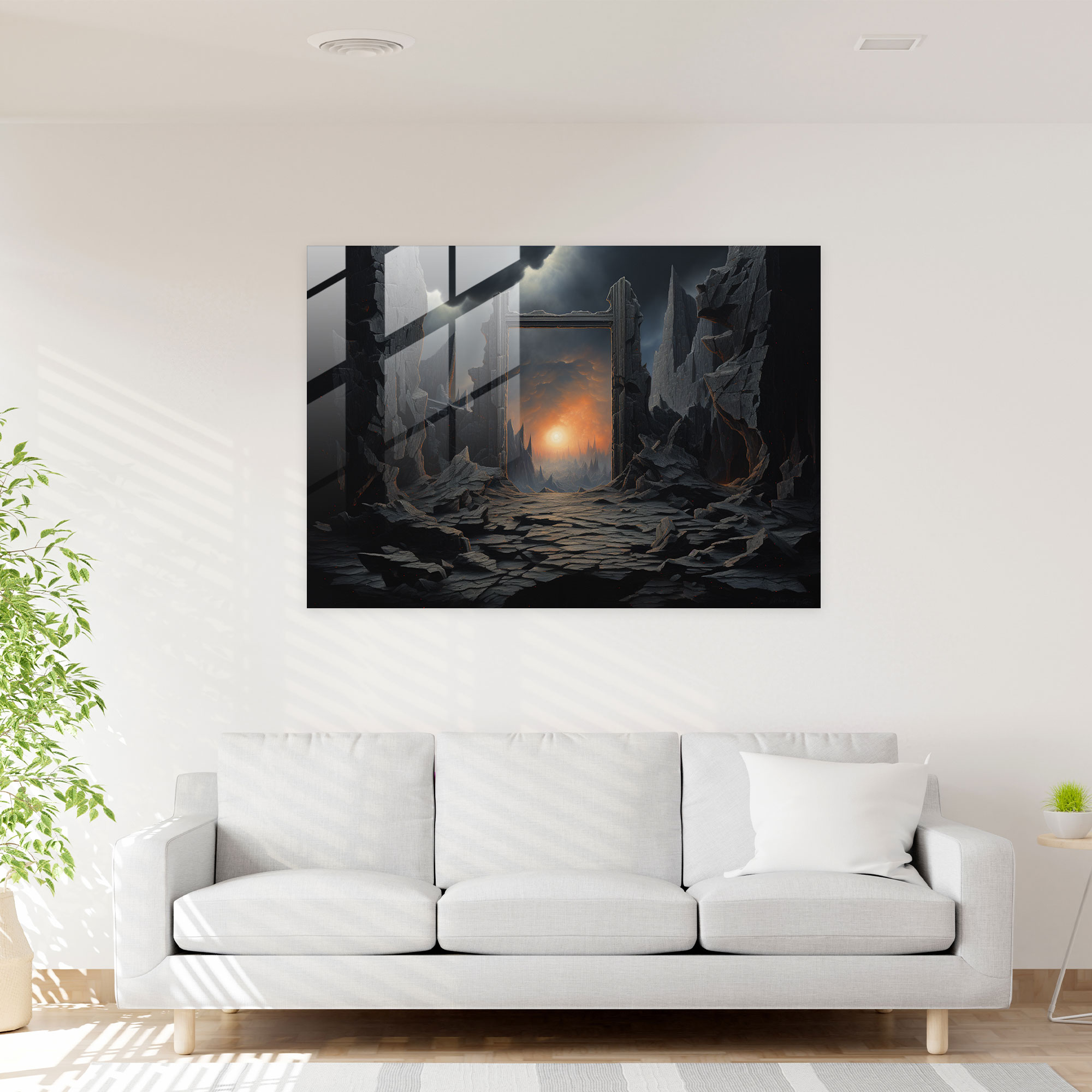 Esotericism Glass Print - Mysterious Doorway - Illuminati, Intricate Details, Wall Decoration, Rich Textures