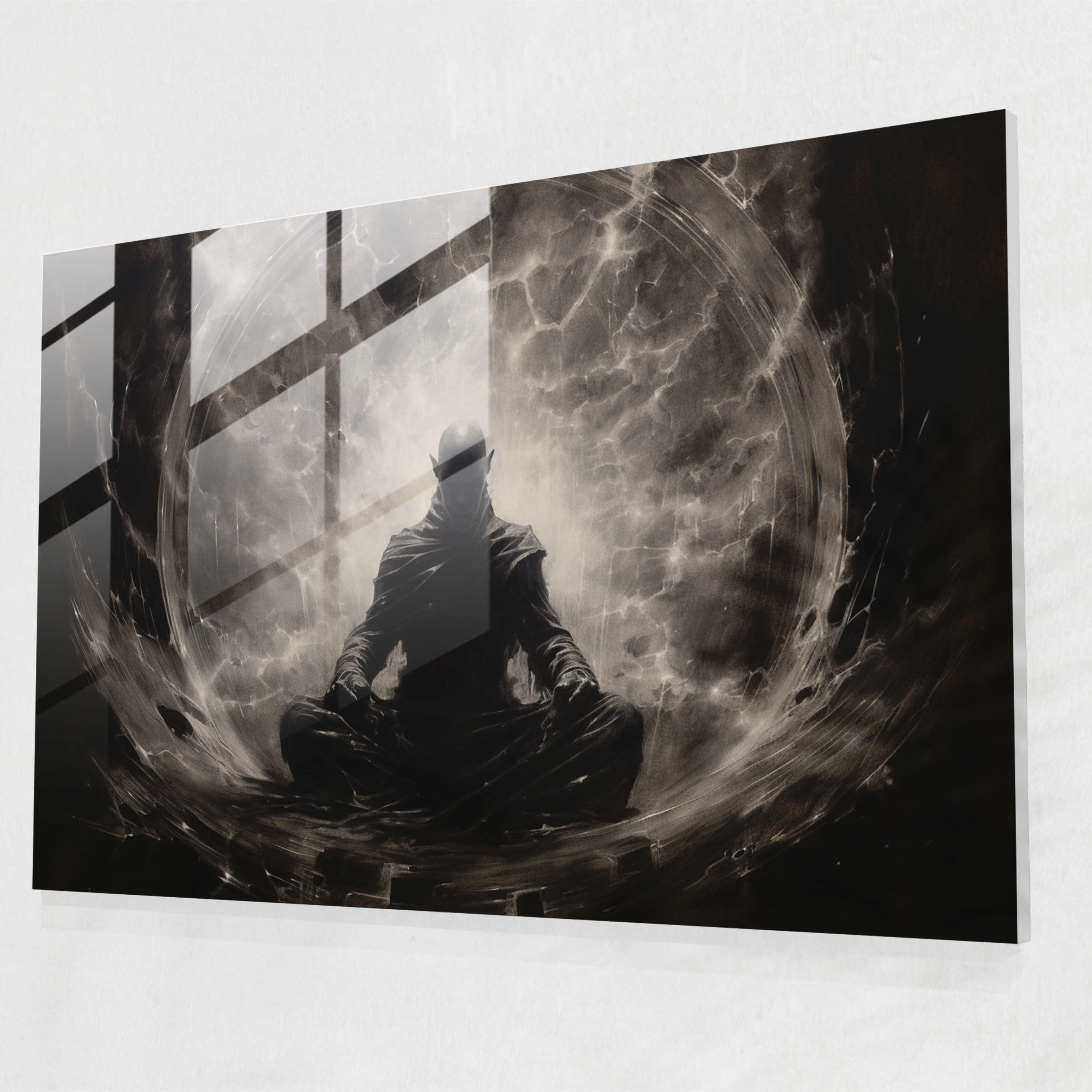 Esotericism Glass Print - Celestial Meditation - Illuminati, Glass Print, Textures, Inner Peace