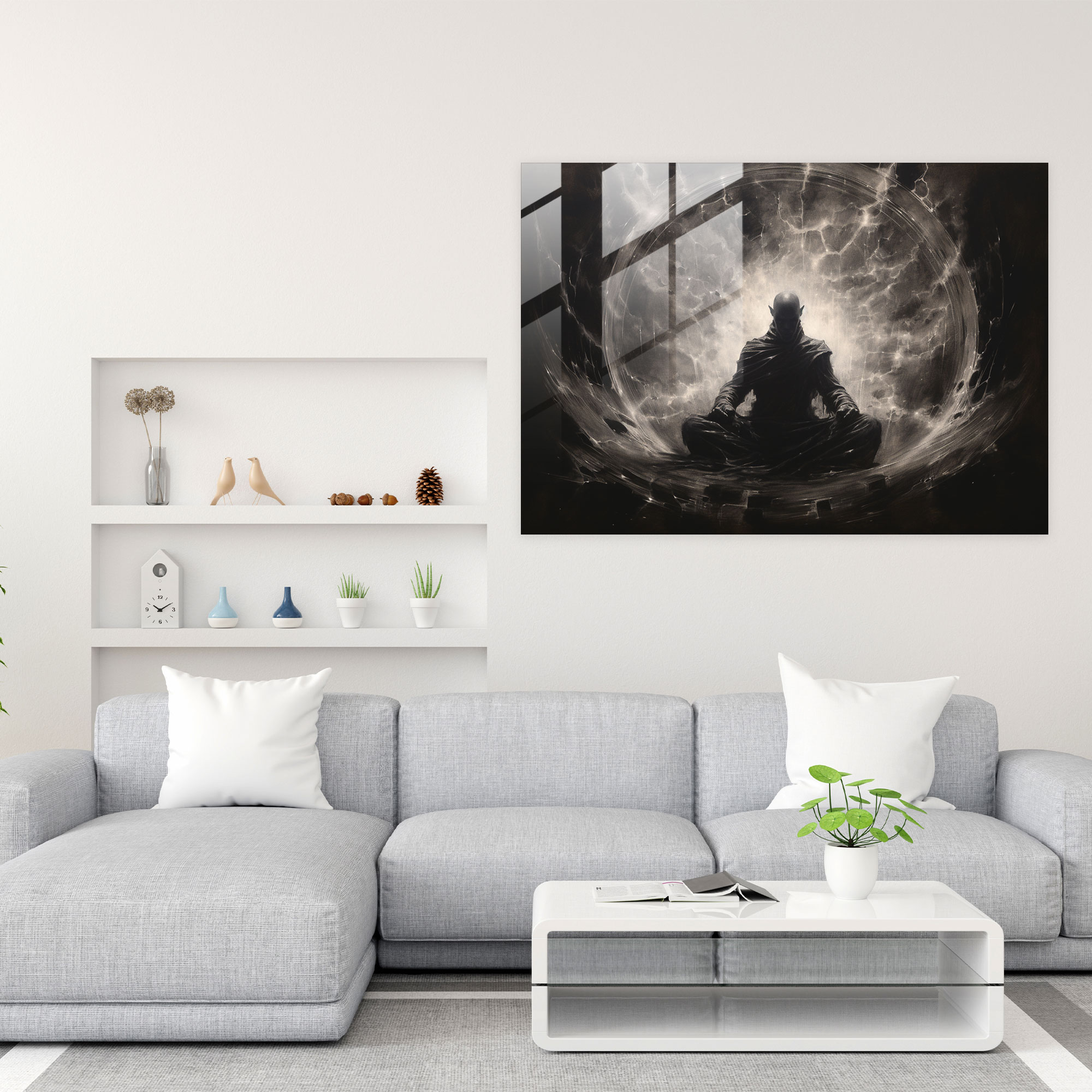 Esotericism Glass Print - Celestial Meditation - Illuminati, Glass Print, Textures, Inner Peace