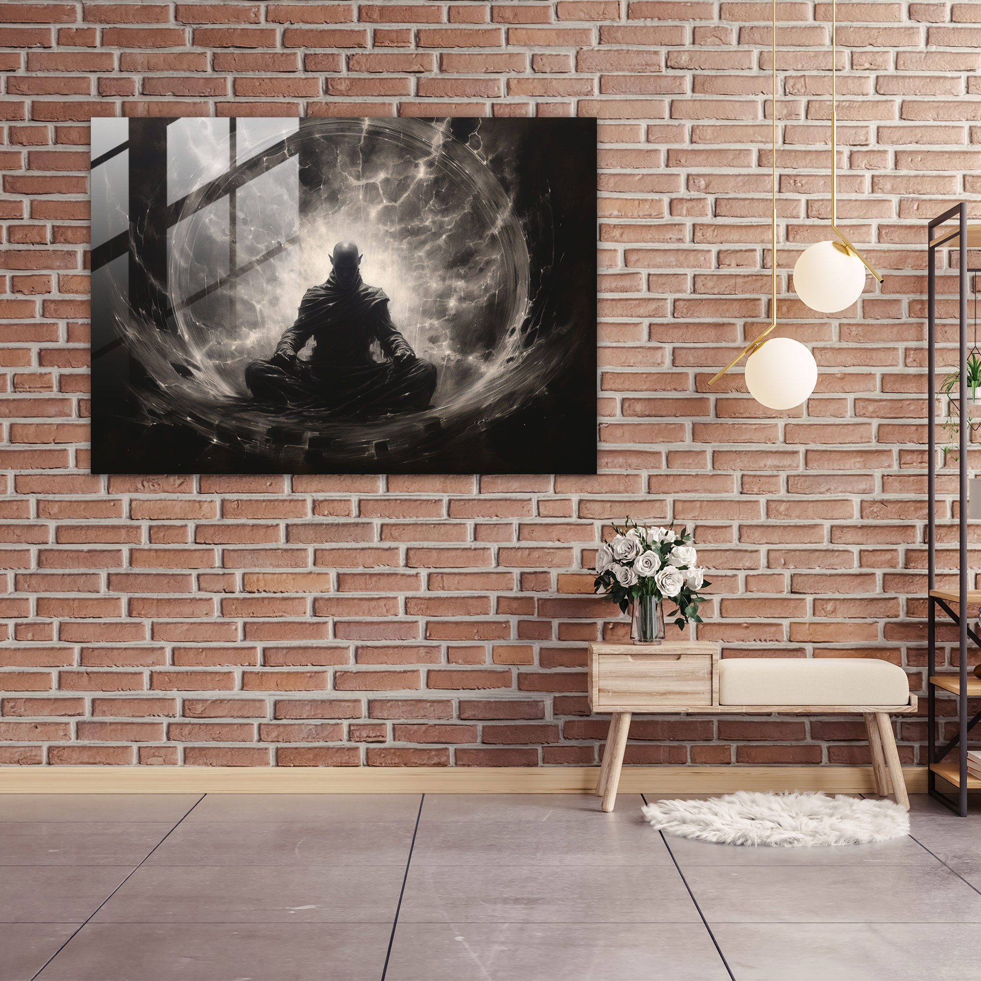 Esotericism Glass Print - Celestial Meditation - Illuminati, Glass Print, Textures, Inner Peace
