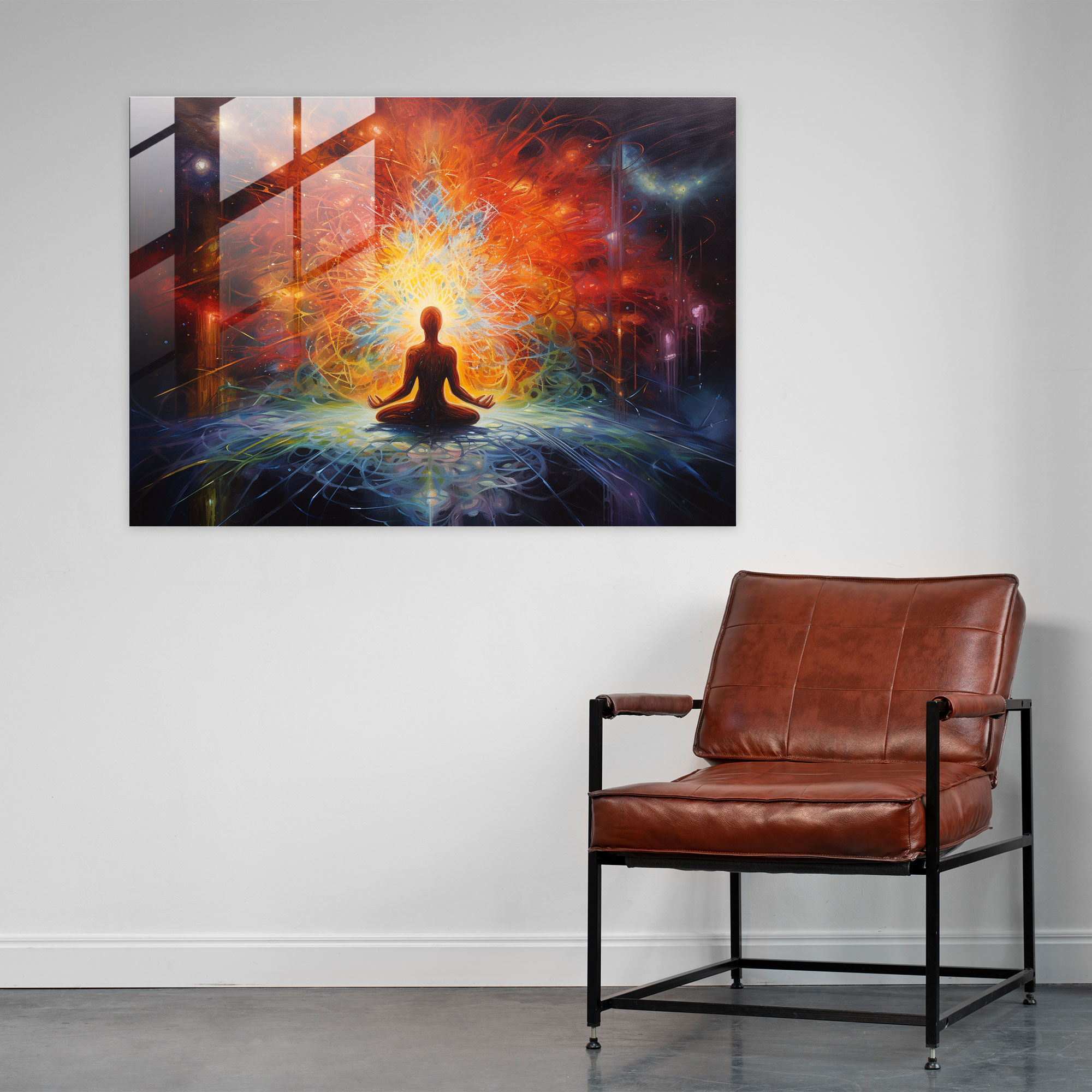 Esotericism Glass Wall Art - Chakra Awakening - Illuminati, Deeper Connection, Expressionist Painting, Energy Fields