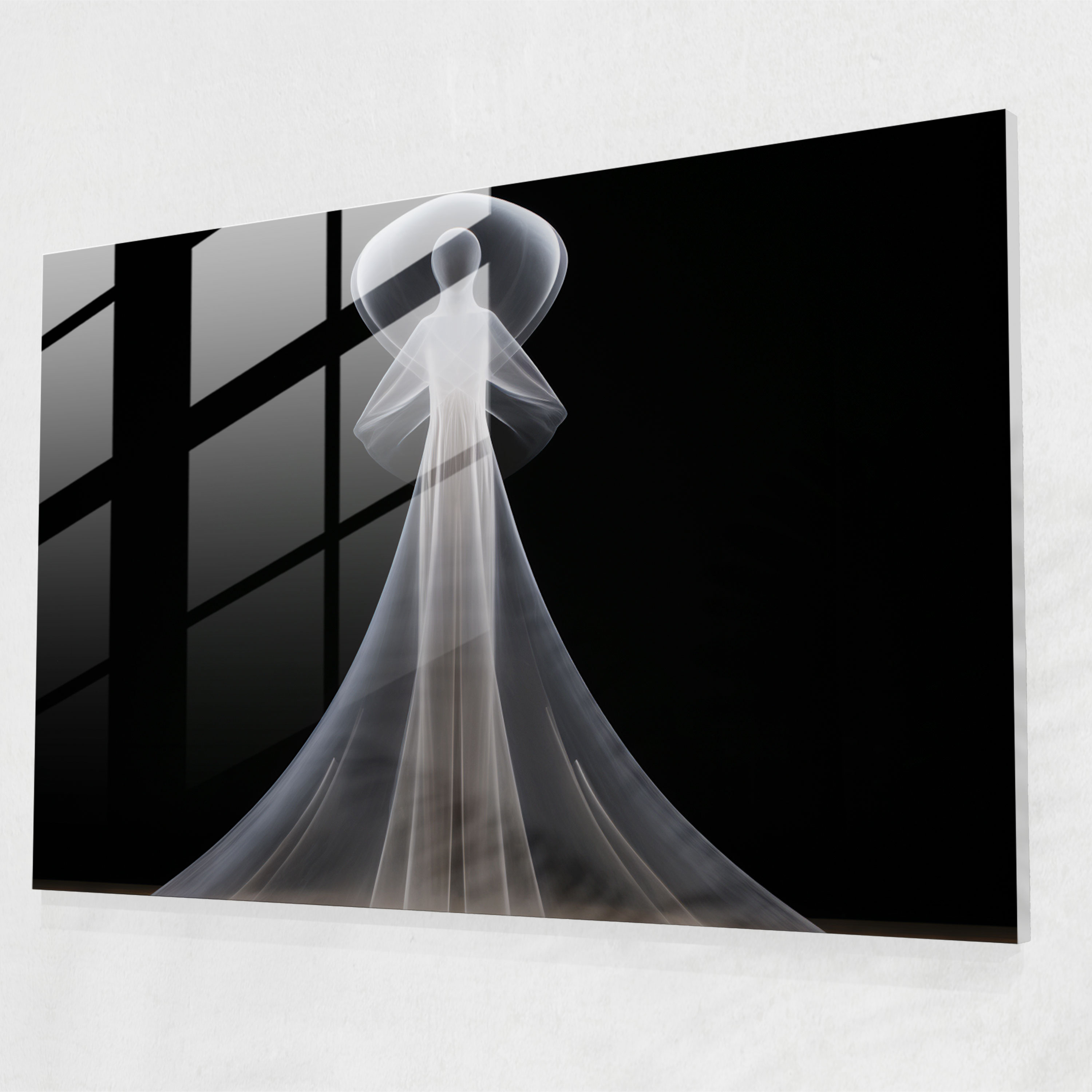 Esotericism Glass Print - Divine Transcendence - Illuminati, Minimalist Sculpture, Serene, Ethereal Qualities