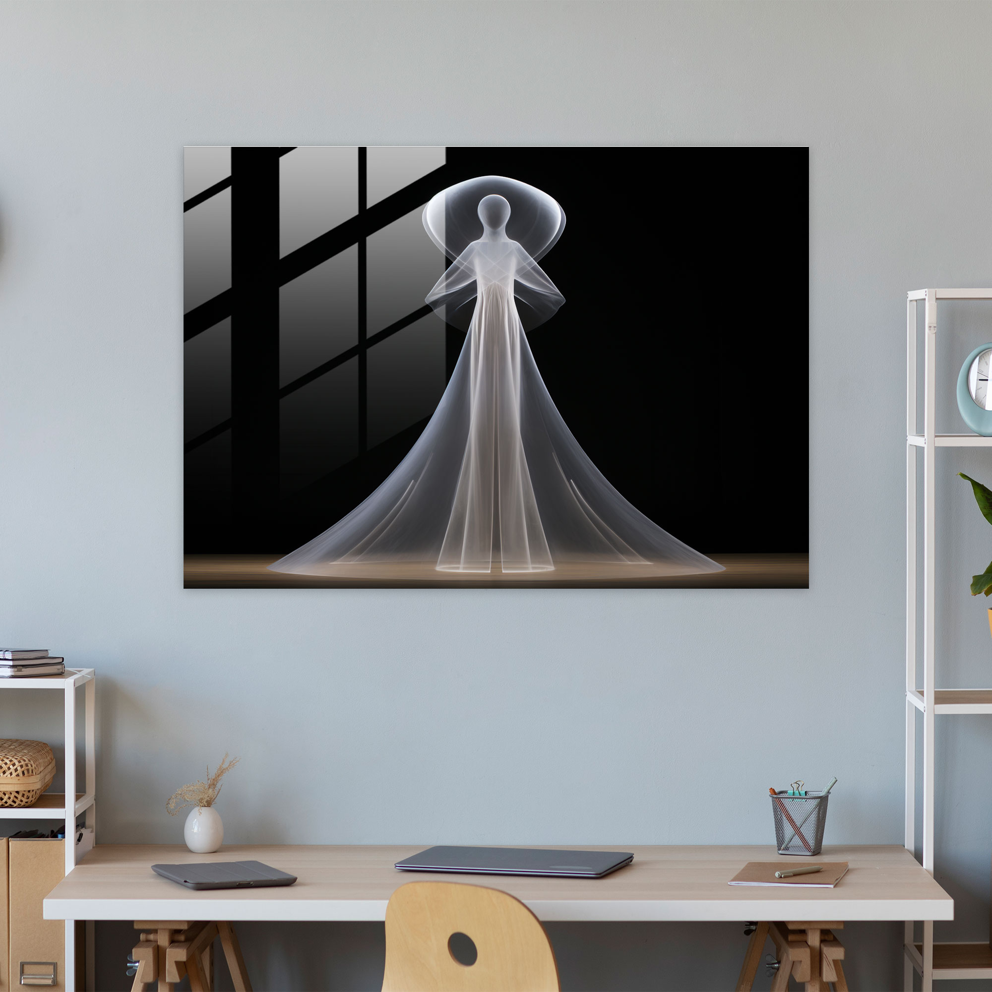 Esotericism Glass Print - Divine Transcendence - Illuminati, Minimalist Sculpture, Serene, Ethereal Qualities