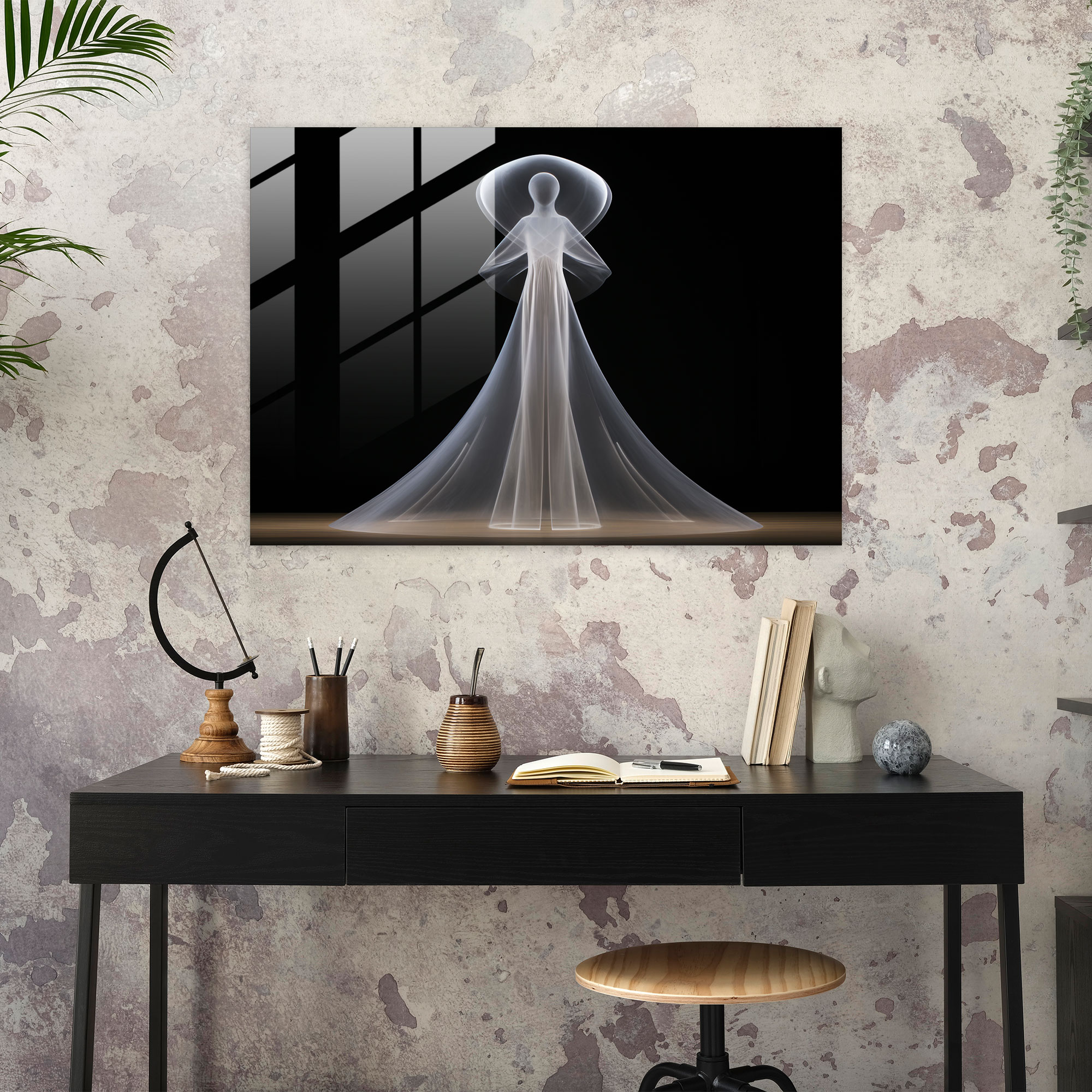Esotericism Glass Print - Divine Transcendence - Illuminati, Minimalist Sculpture, Serene, Ethereal Qualities