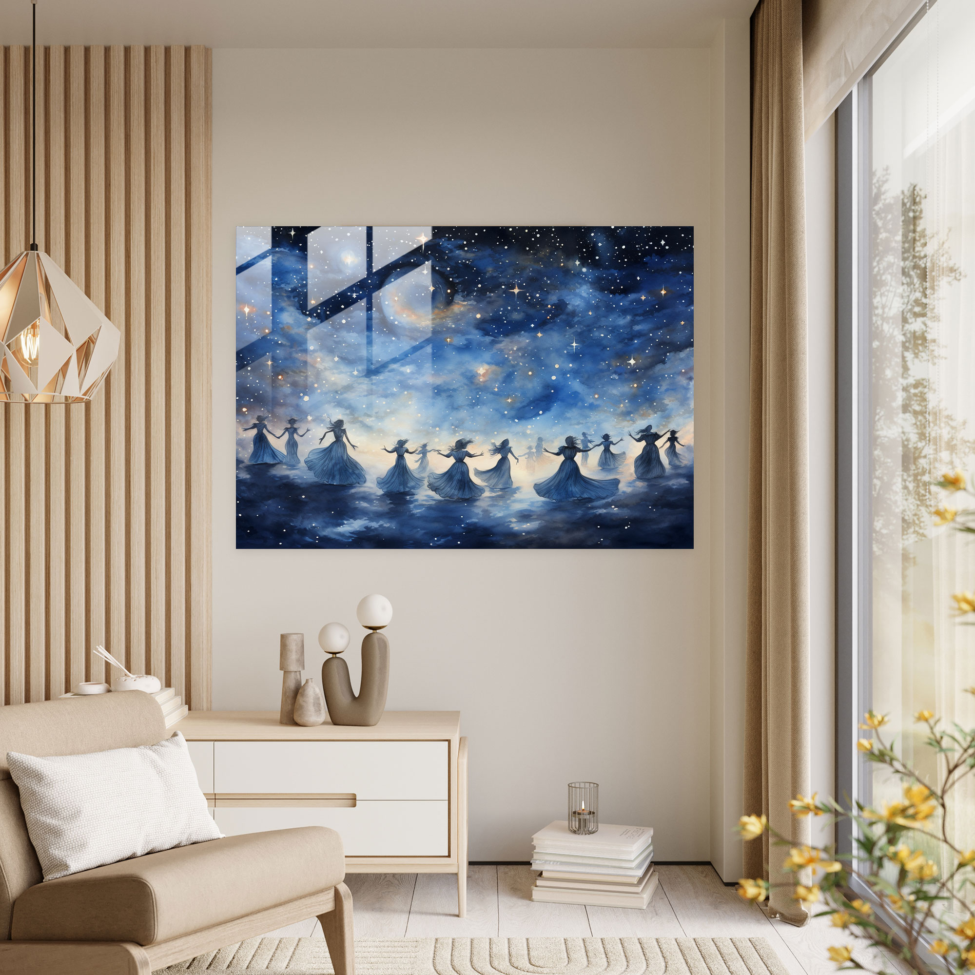 Esotericism Glass Print: Celestial Night Sky - Illuminati, Modern Art, Glass Print, Wall Decoration