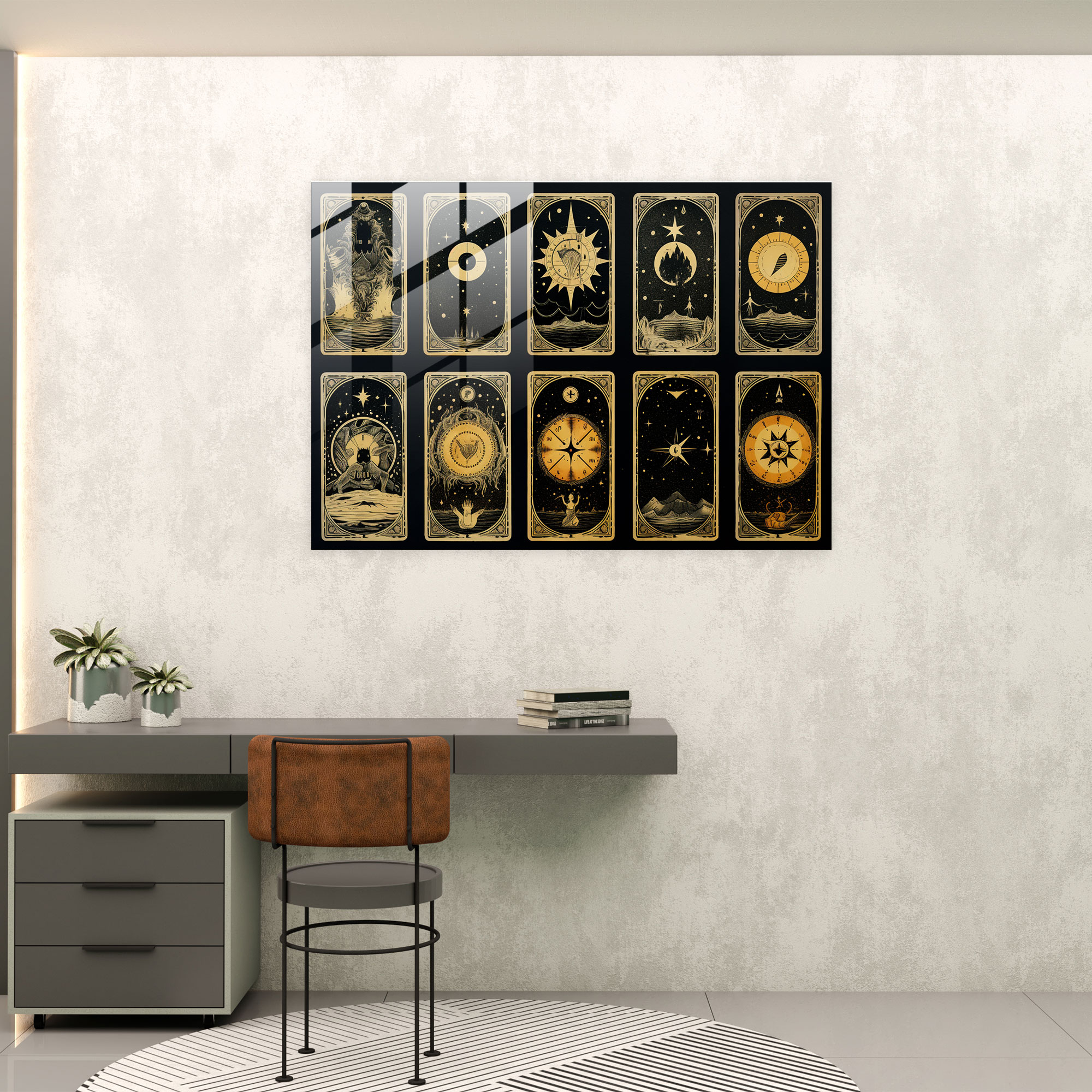 Ezoterizm Cam Tablo: Sembolik Tarot Kartları - İlluminati Sembolik Tarot Kartları Cam Tablo Ezoterik Bilgelik