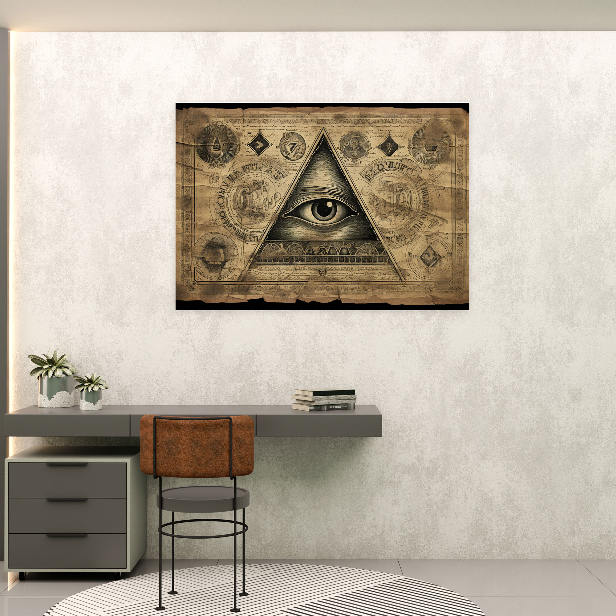 Illuminati Wall Decoration - Illuminati, Ancient Parchment, Intricate Illustrations, Mystery