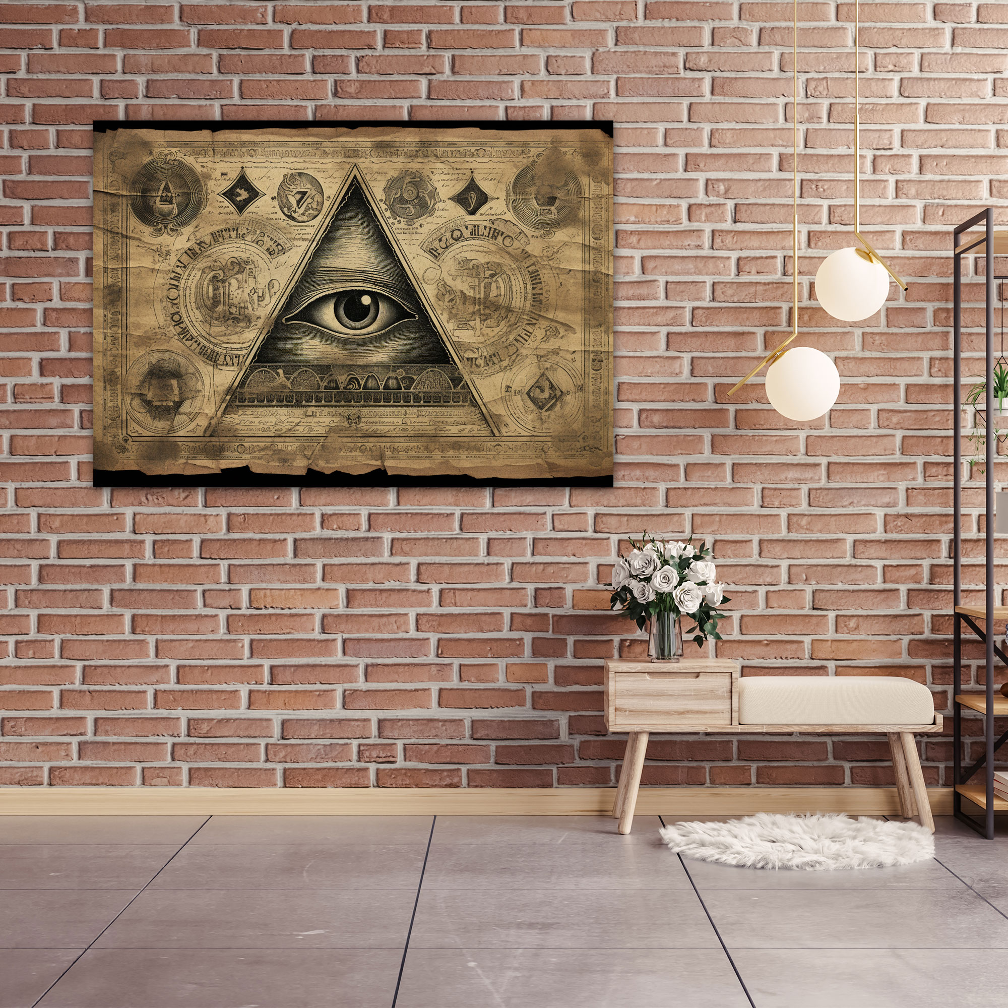 Illuminati Wall Decoration - Illuminati, Ancient Parchment, Intricate Illustrations, Mystery