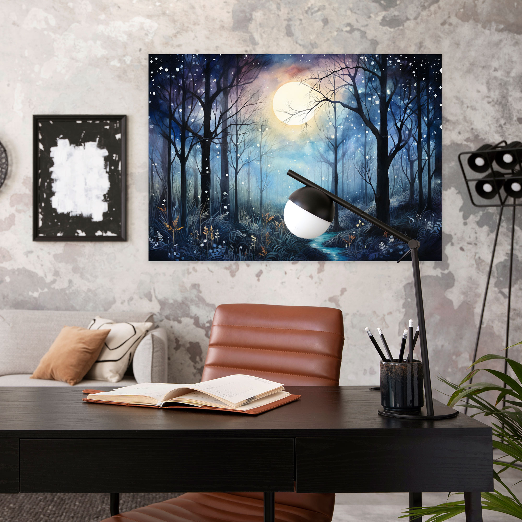 Esotericism Canvas Print: Moonlit Forest - Illuminati, Mystical Creatures, Moonlit Forest, Wall Art