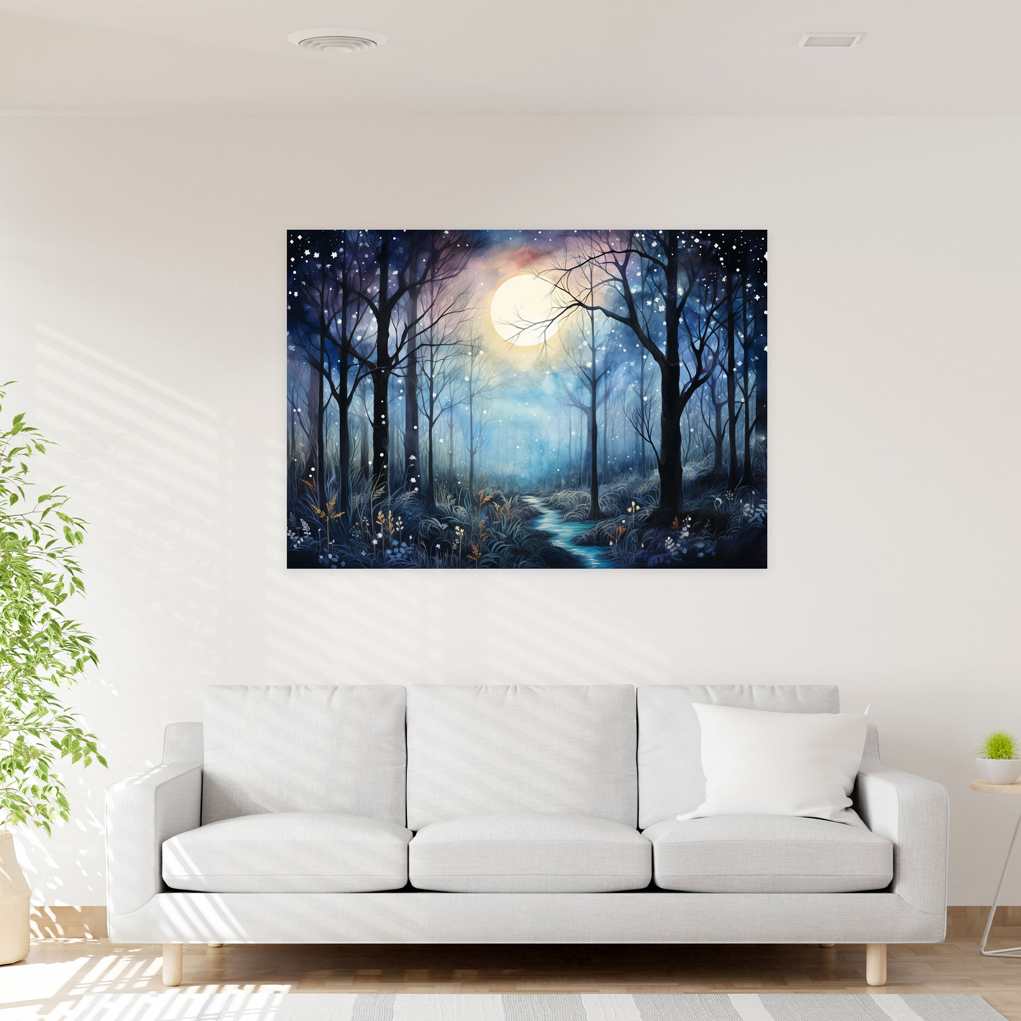 Esotericism Canvas Print: Moonlit Forest - Illuminati, Mystical Creatures, Moonlit Forest, Wall Art