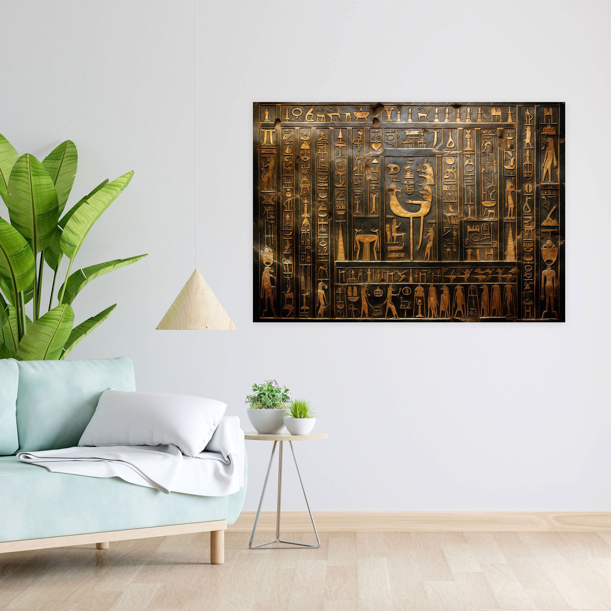Esotericism Canvas Print: Ancient Secrets - Illuminati, Secrets, Intricate Depiction, Ancient Egyptian Hieroglyphs