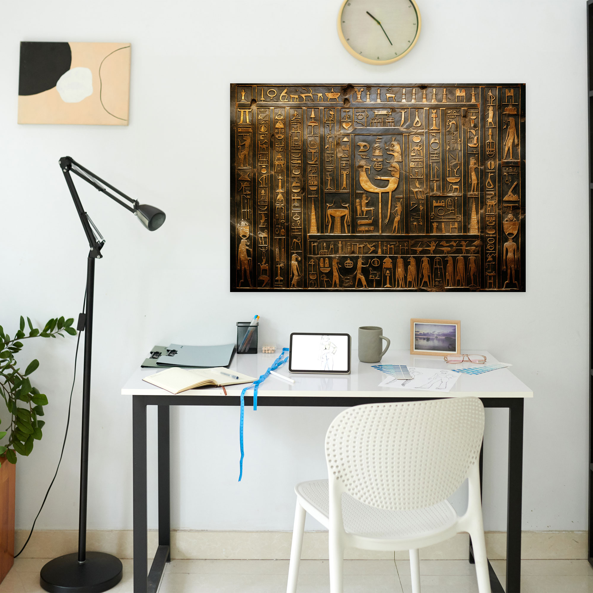 Esotericism Canvas Print: Ancient Secrets - Illuminati, Secrets, Intricate Depiction, Ancient Egyptian Hieroglyphs