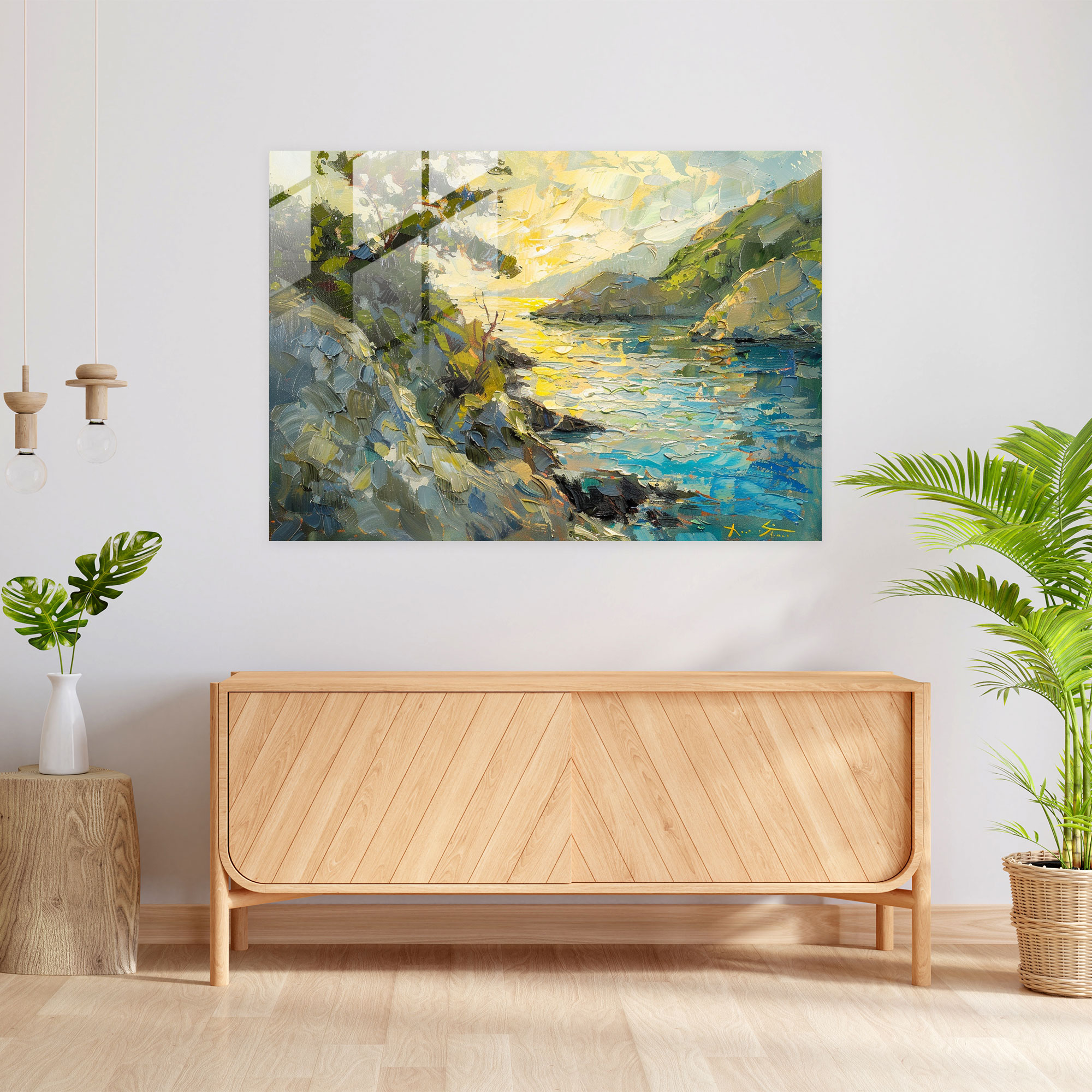 Impressionism Coastal Landscape Modern Art - Impressionism, Glass Art, Impressionism, Glass Wall Art