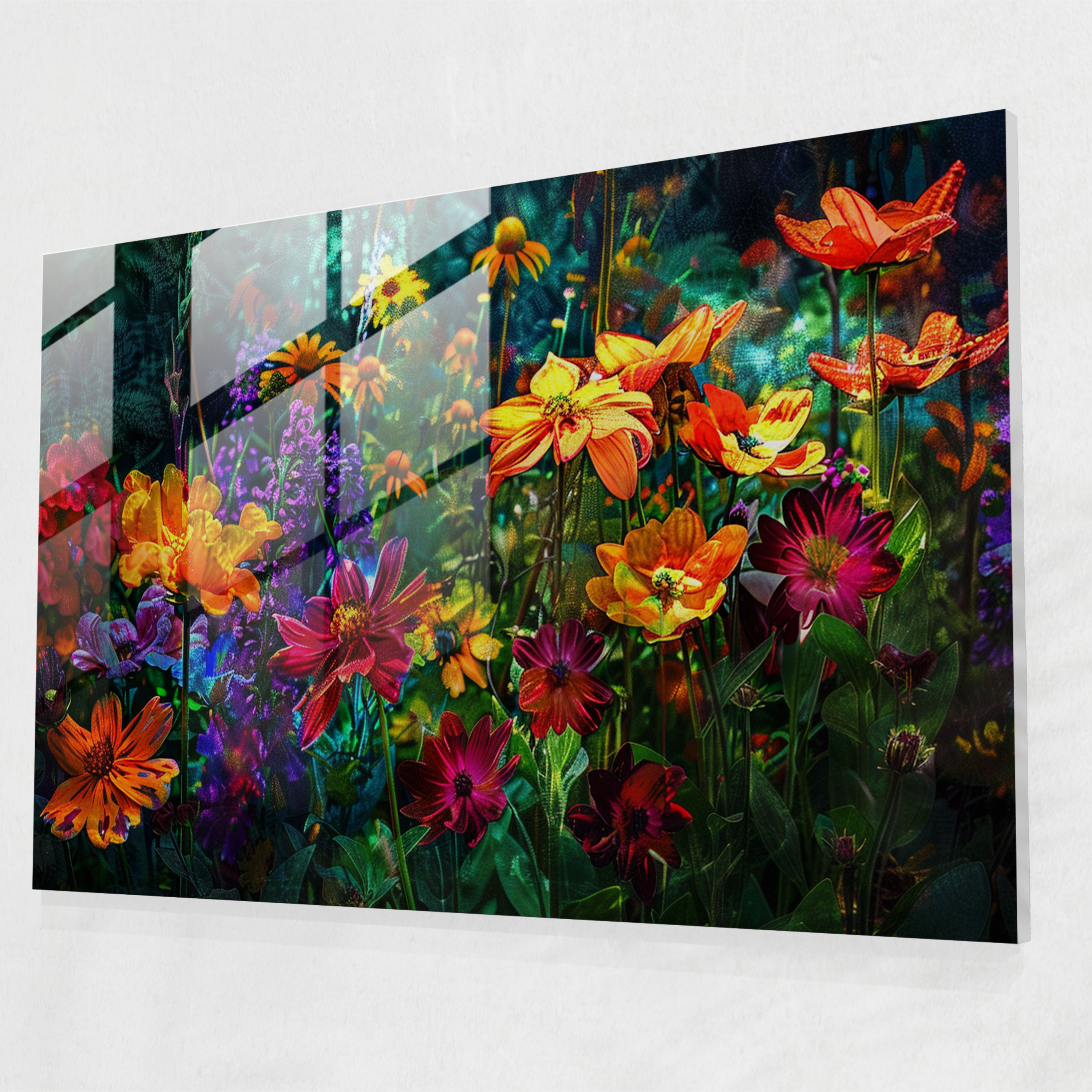 Impressionism Blooming Garden Glass Wall Art - Impressionism, Glass Art, Home Decoration, Modern Art
