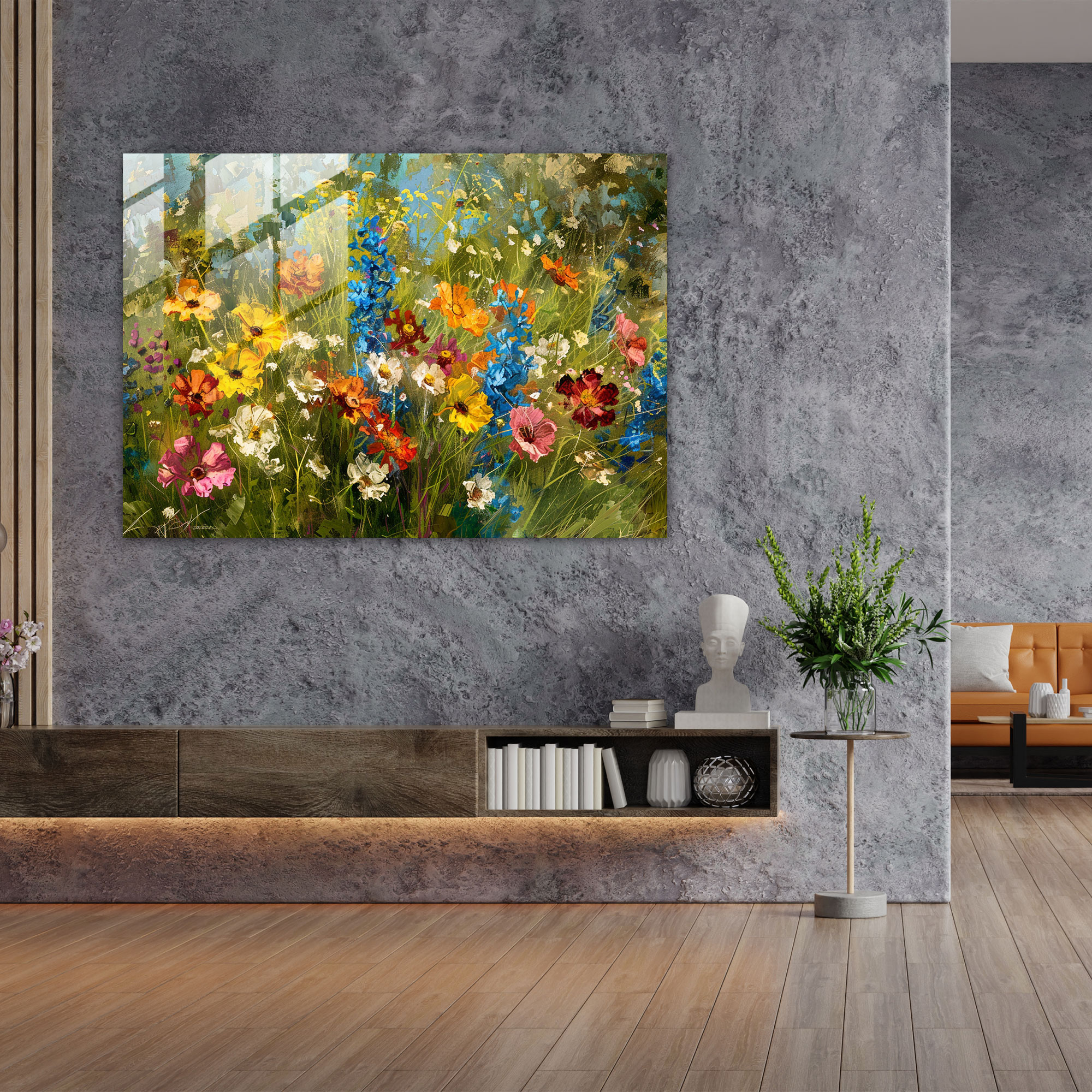 Impressionism Wildflowers Glass Print - Impressionism, Glass Print, Nature, Glass Wall Art