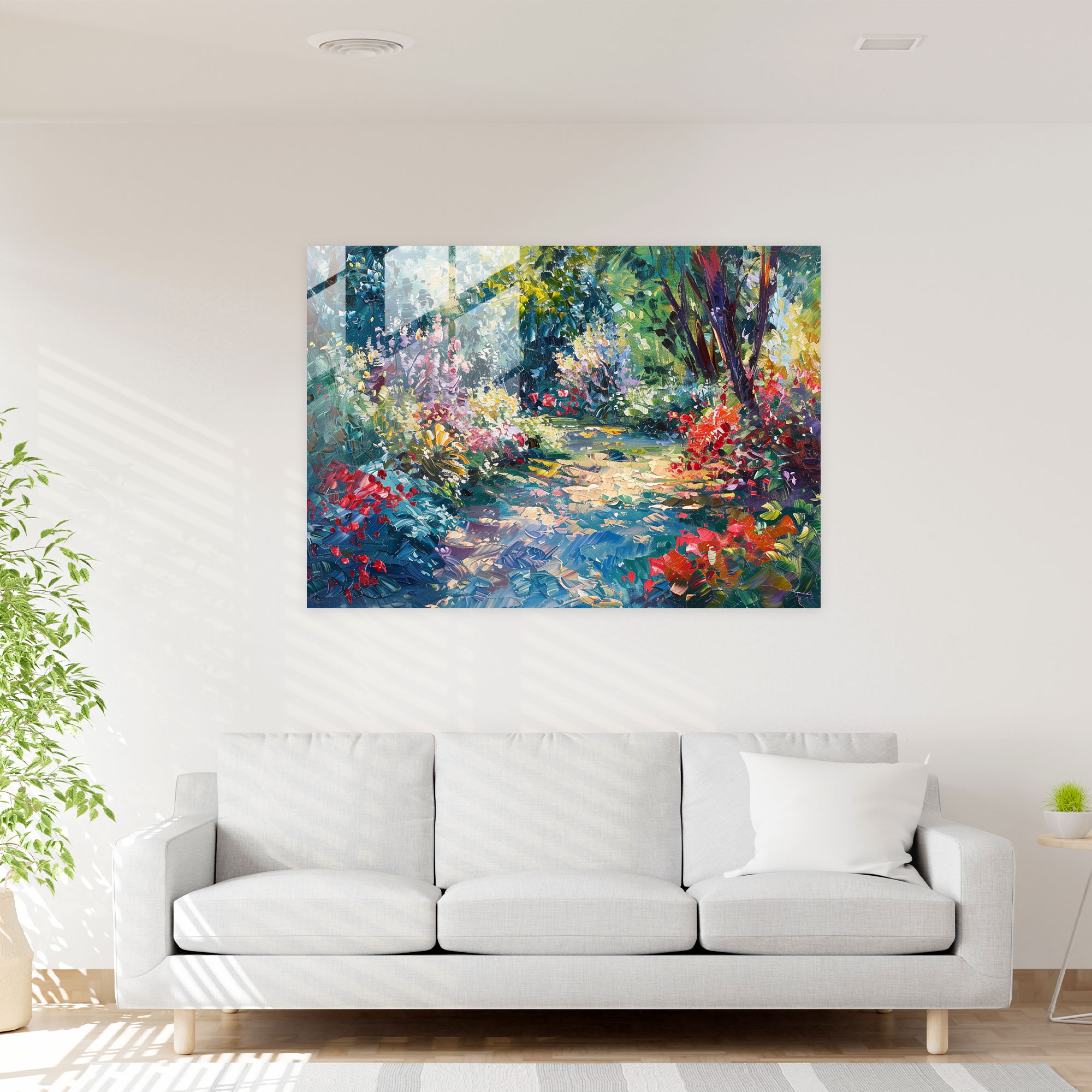 Impressionism Sun-Dappled Garden Home Decoration - Impressionism, Glass Print, Impressionism, Sun-Dappled