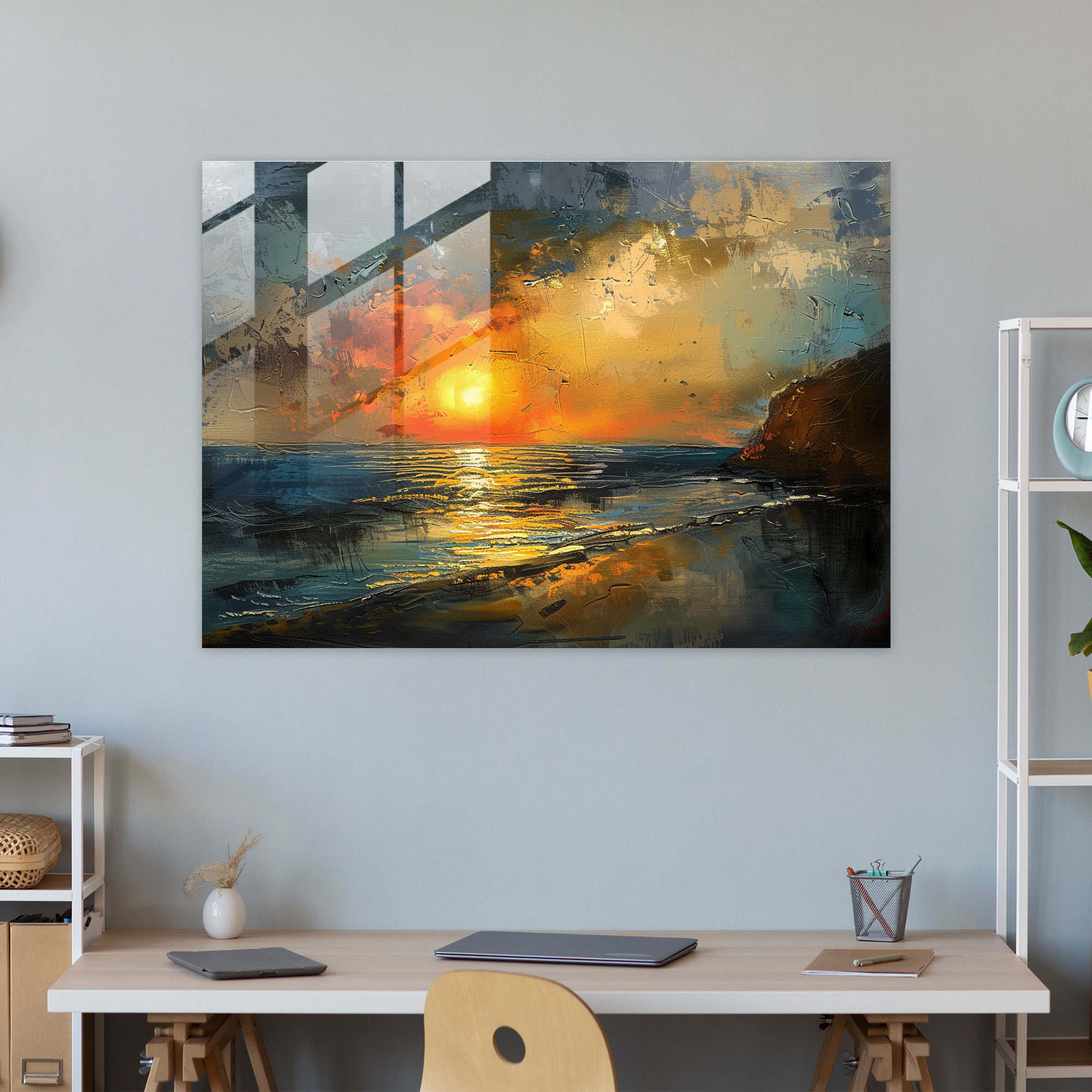 Impressionism Coastal Sunset Modern Art - Impressionism, Scene, Coastal Sunset, Home Decoration