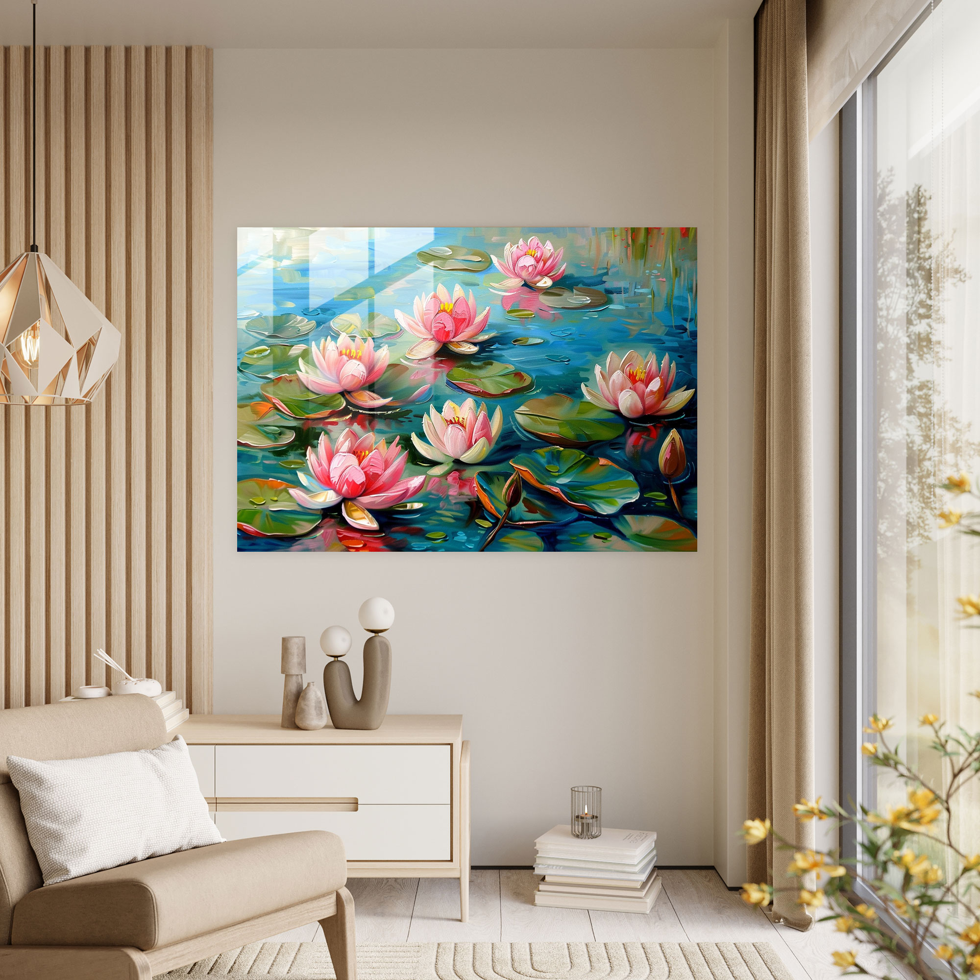 Impressionism Water Lilies Home Decoration - Impressionism, Modern Art, Home Decoration, Glass Print