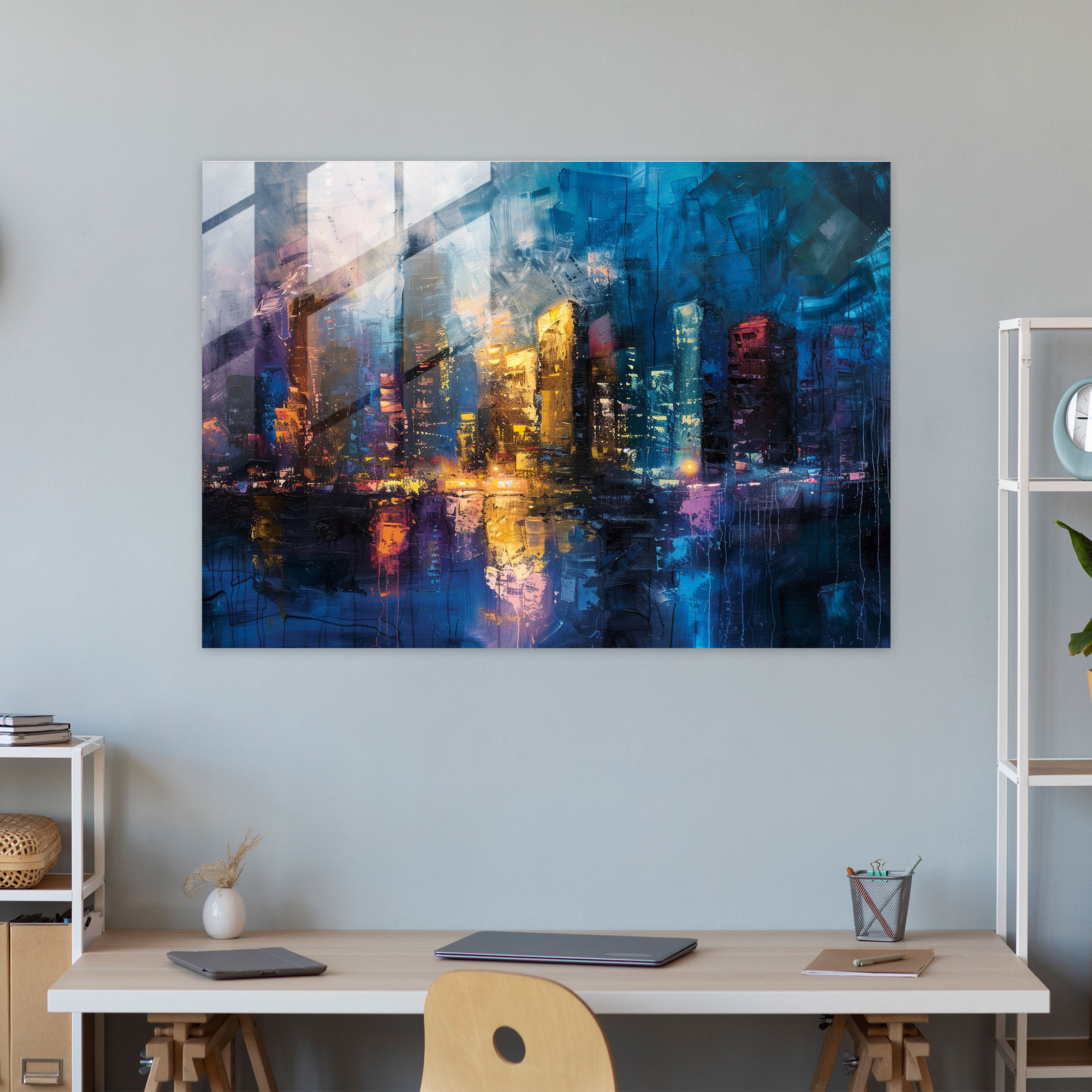 Impressionism Cityscape Glass Print - Impressionism, Home Decoration, Wall Decoration, Modern Art