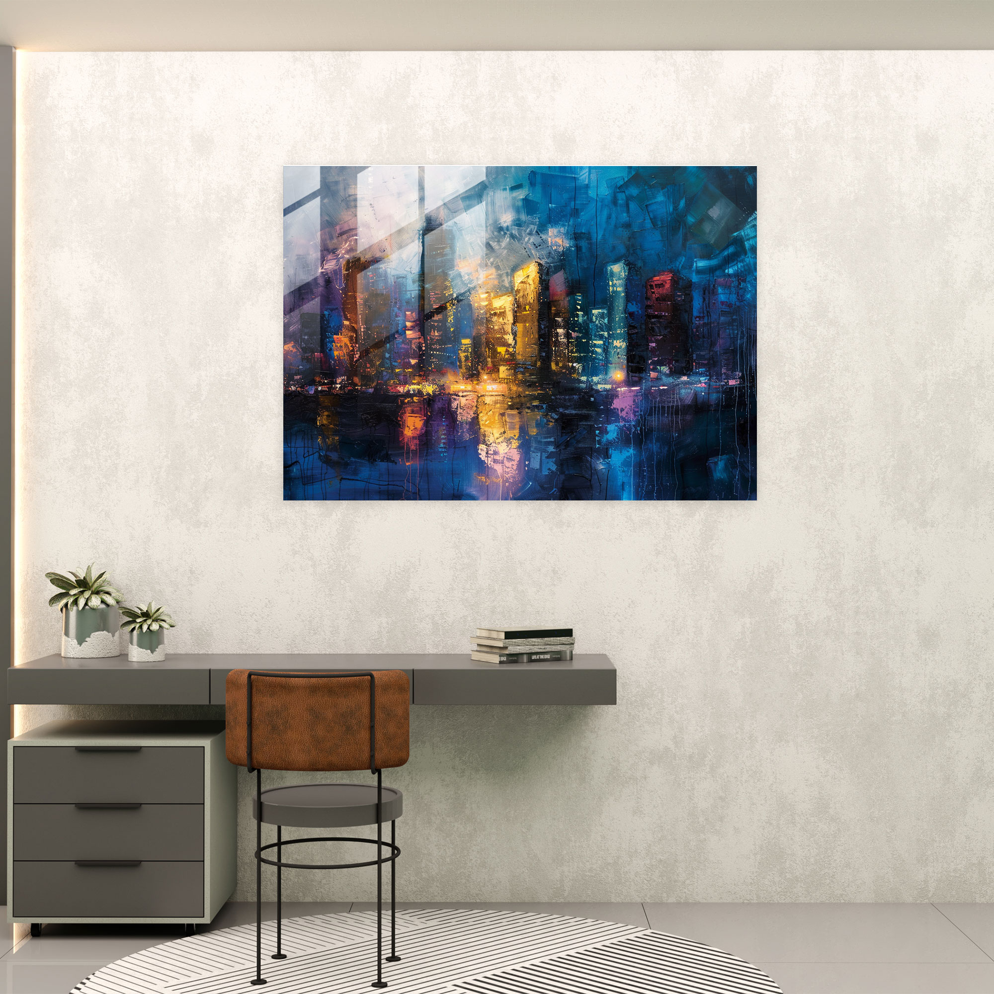 Impressionism Cityscape Glass Print - Impressionism, Home Decoration, Wall Decoration, Modern Art