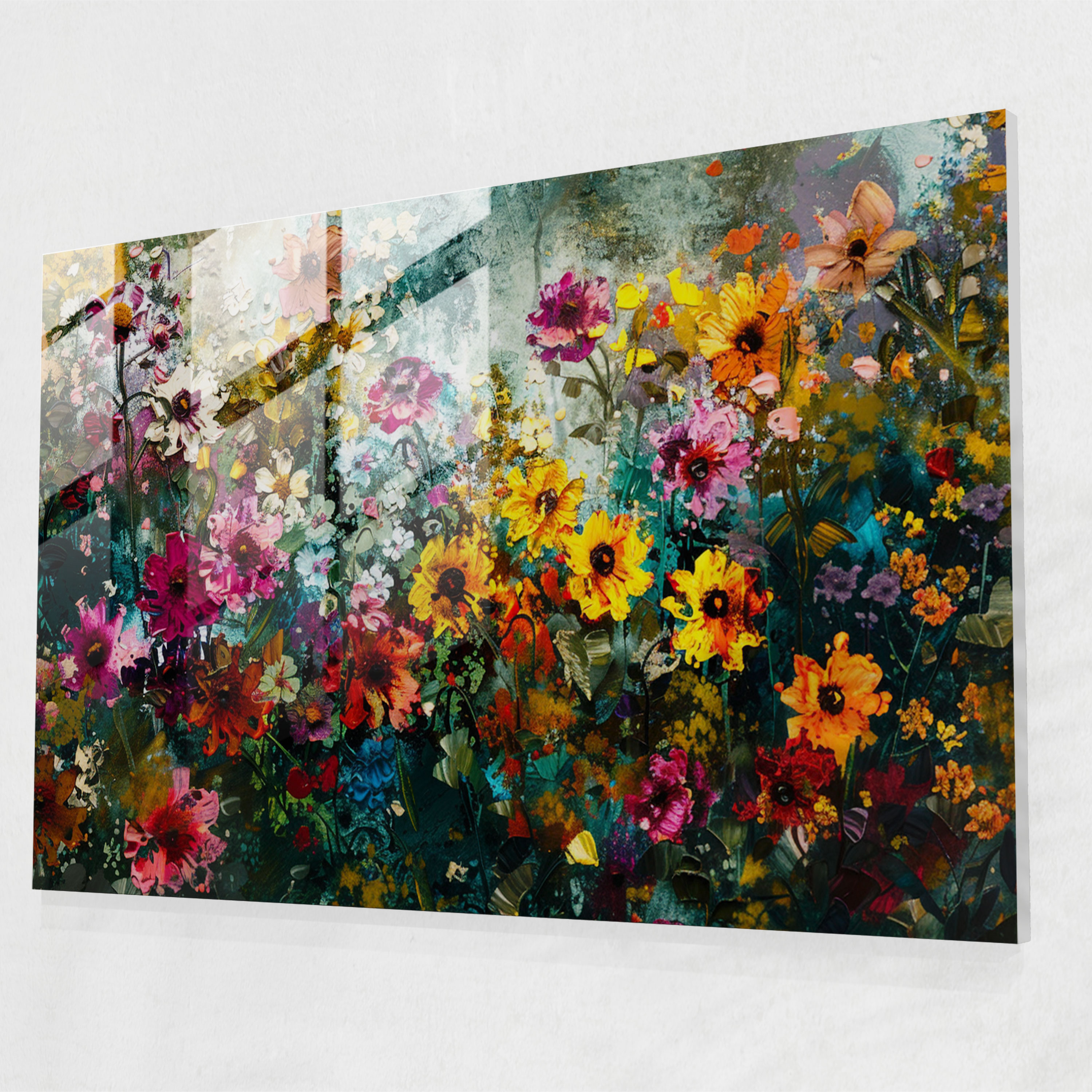 Impressionism Vibrant Flowers Glass Wall Art - Impressionism, Glass Art, Home Decoration, Modern Art