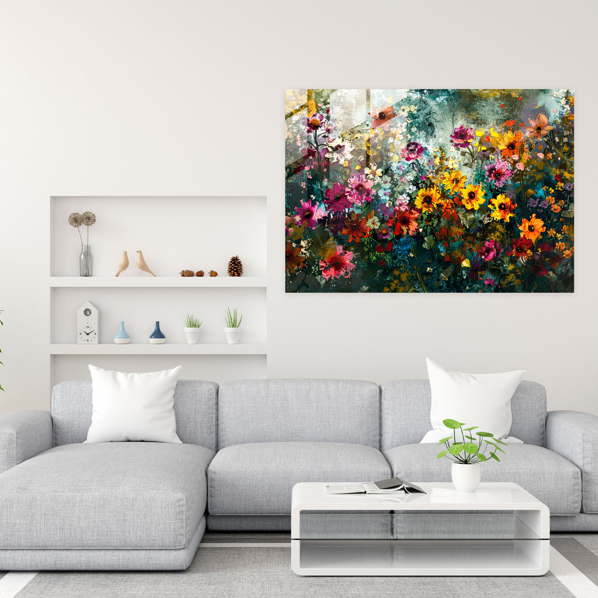 Impressionism Vibrant Flowers Glass Wall Art - Impressionism, Glass Art, Home Decoration, Modern Art