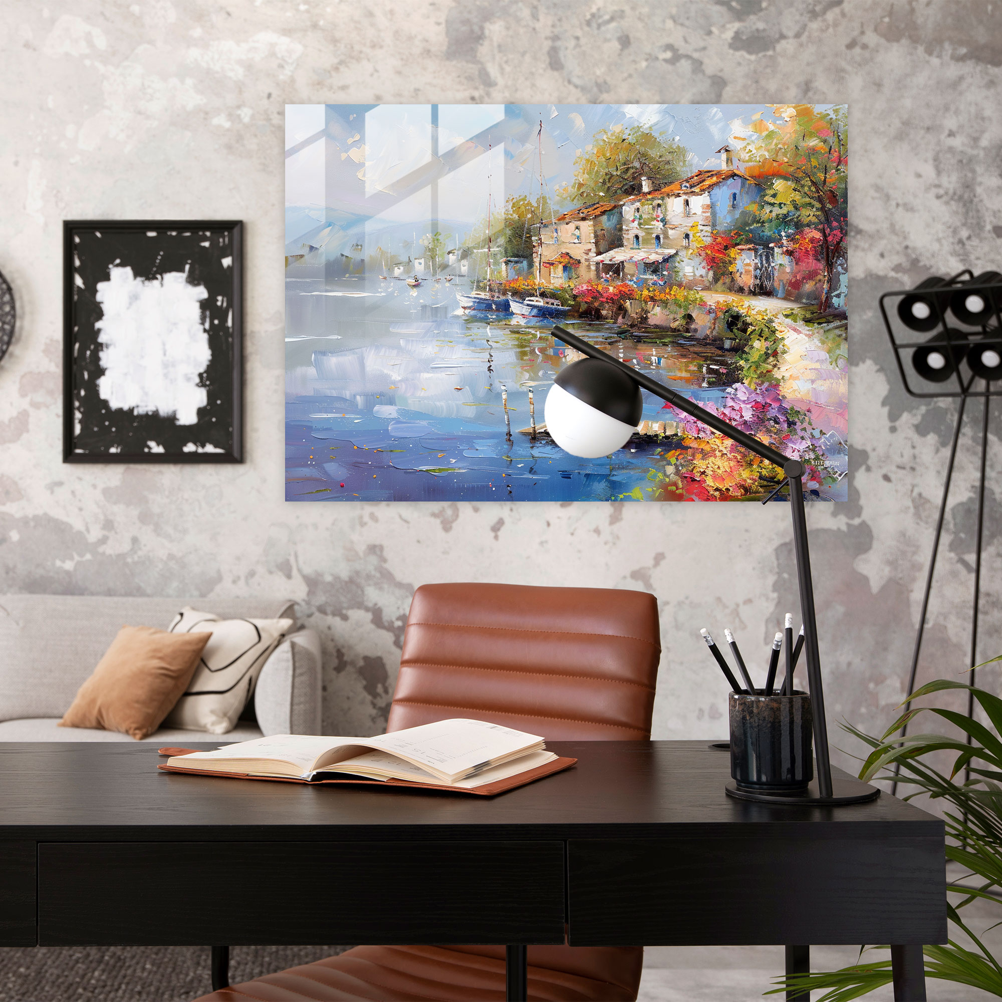 Impressionism Waterfront Landscape Wall Decoration - Impressionism, Glass Wall Art, Impressionism, Modern Art