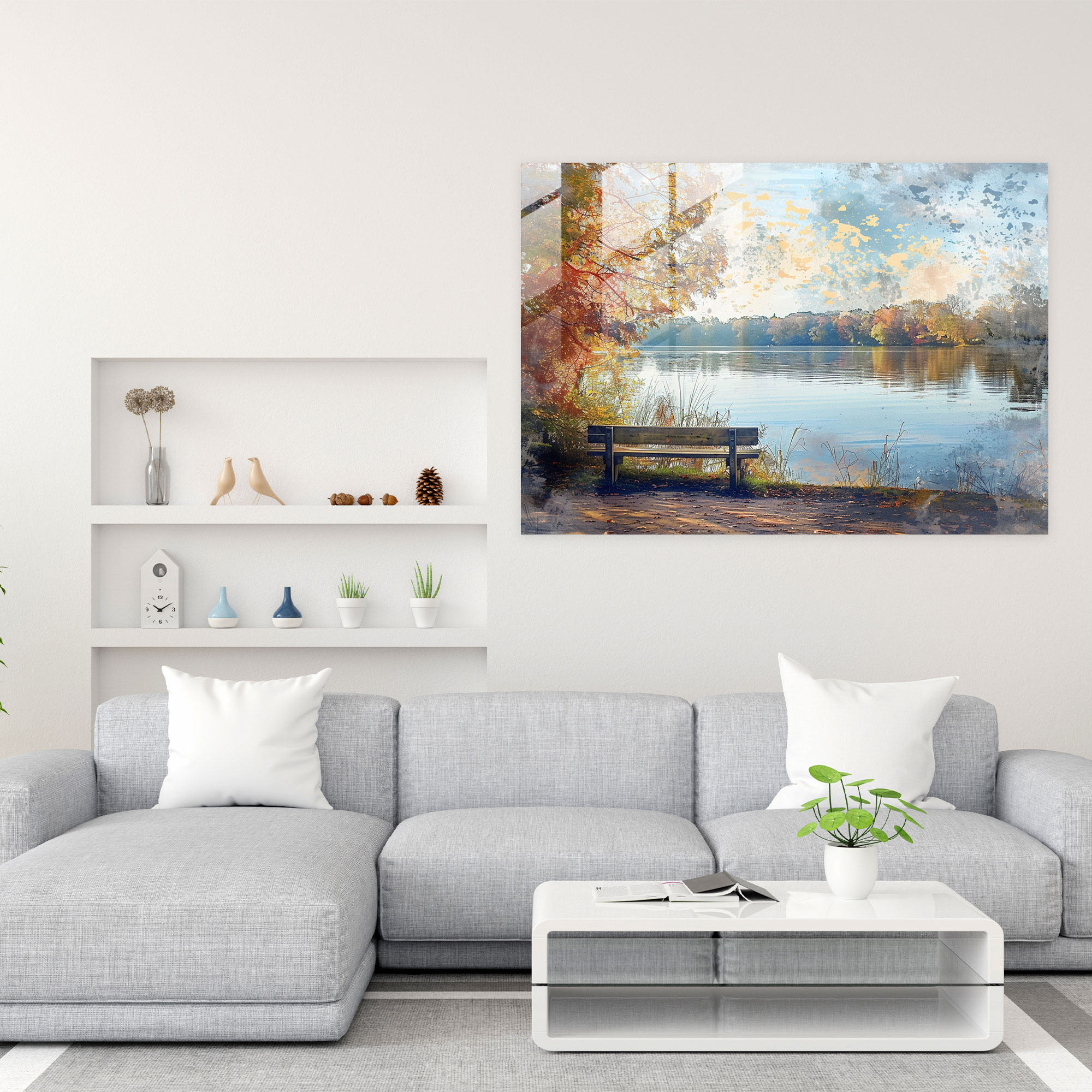 Impressionism Lakeside Glass Wall Art - Impressionism, Impressionism, Wall Decoration, Glass Wall Art
