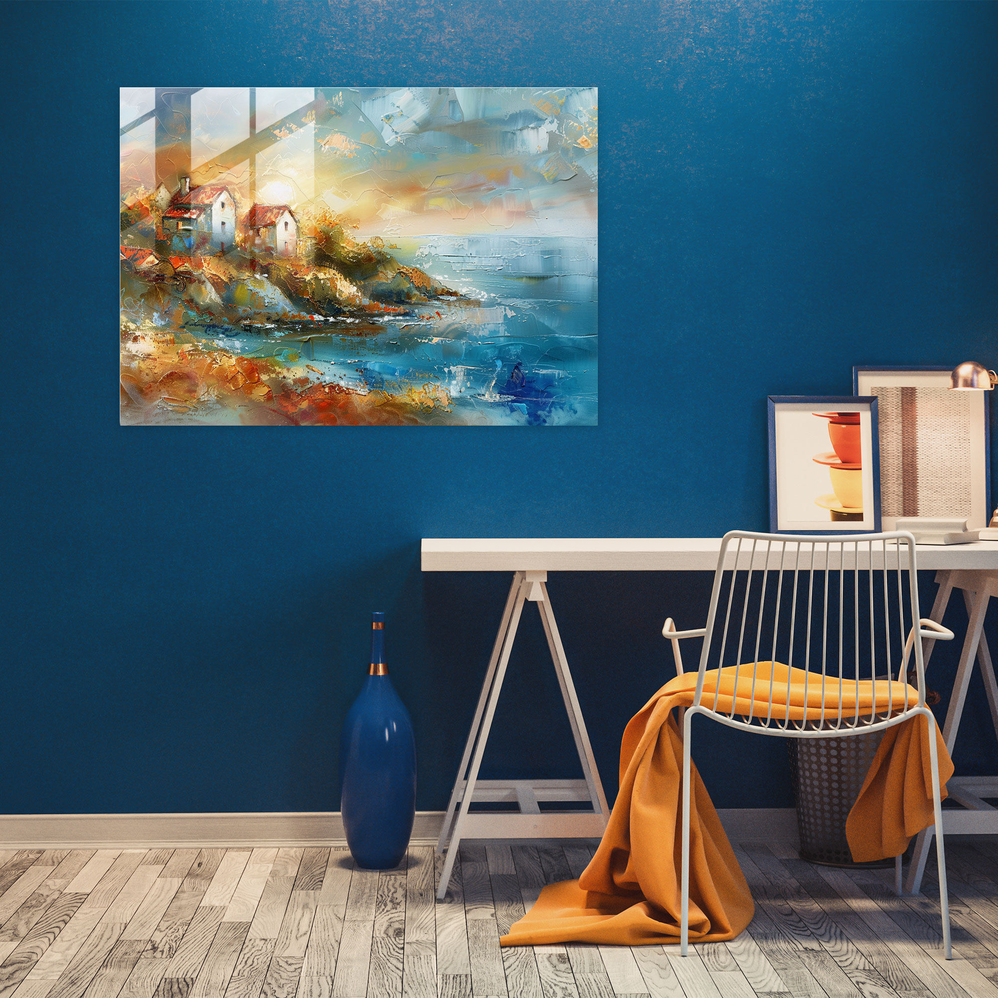 Impressionism Seaside Glass Art - Impressionism, Glass Art, Modern Art, Wall Decoration