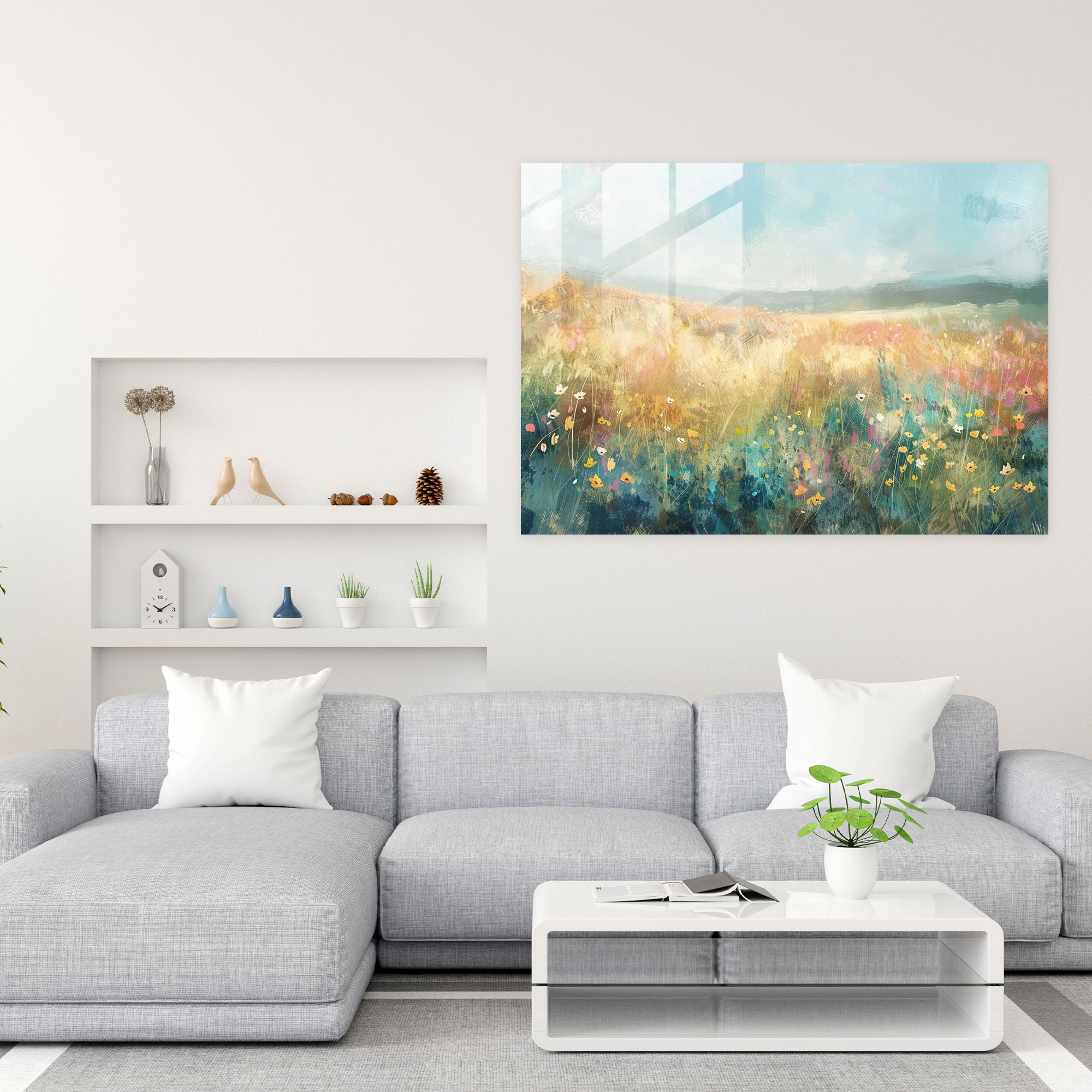 Impressionism Meadow Glass Wall Art - Impressionism, Glass Art, Wall Decoration, Glass Wall Art