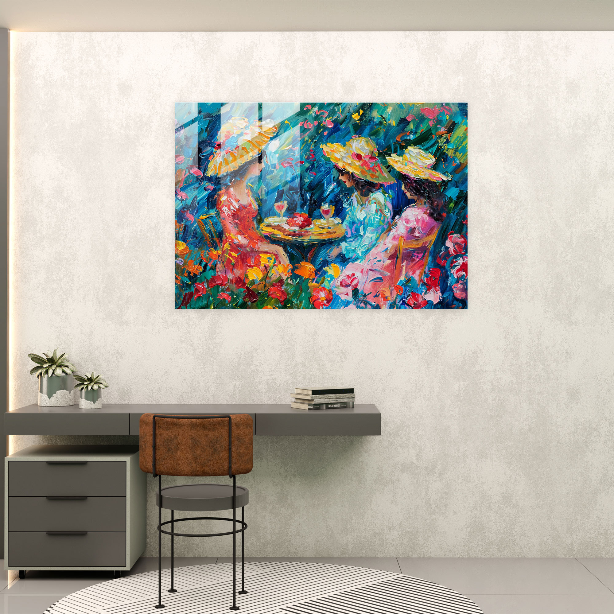 Impressionism Garden Party Home Decoration - Impressionism, Glass Print, Modern Art, Home Decoration