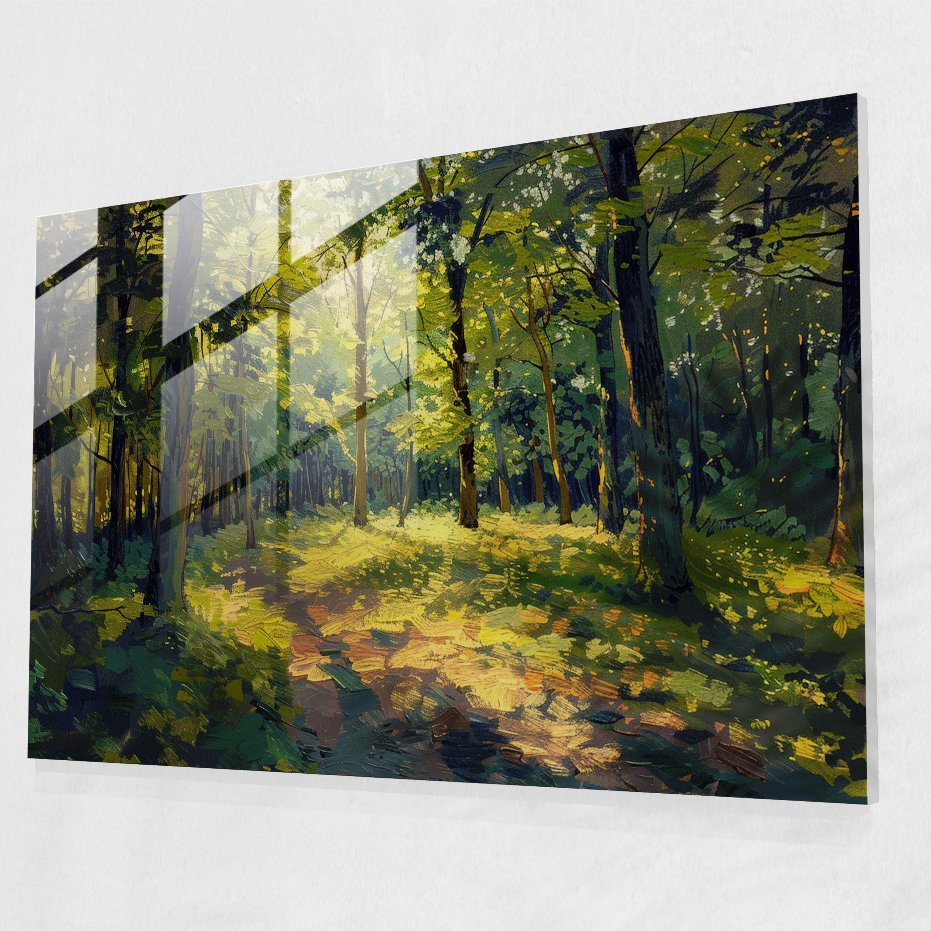 Impressionism Forest Clearing Glass Wall Decoration - Impressionism, Glass Art, Impressionism, Wall Decoration