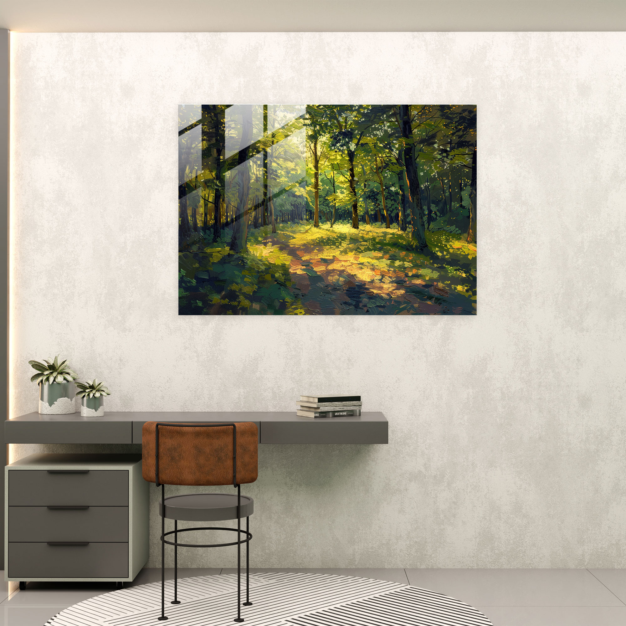 Impressionism Forest Clearing Glass Wall Decoration - Impressionism, Glass Art, Impressionism, Wall Decoration