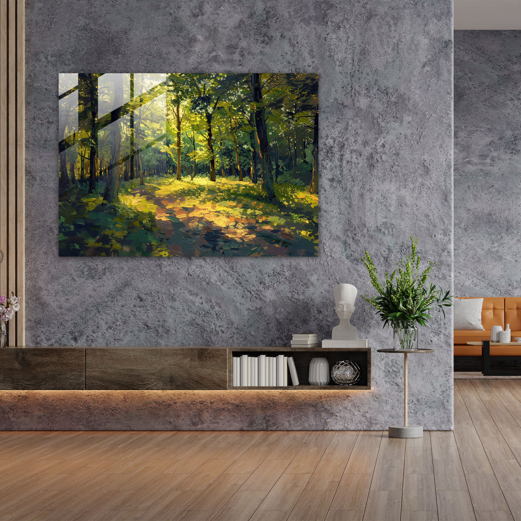 Impressionism Forest Clearing Glass Wall Decoration - Impressionism, Glass Art, Impressionism, Wall Decoration
