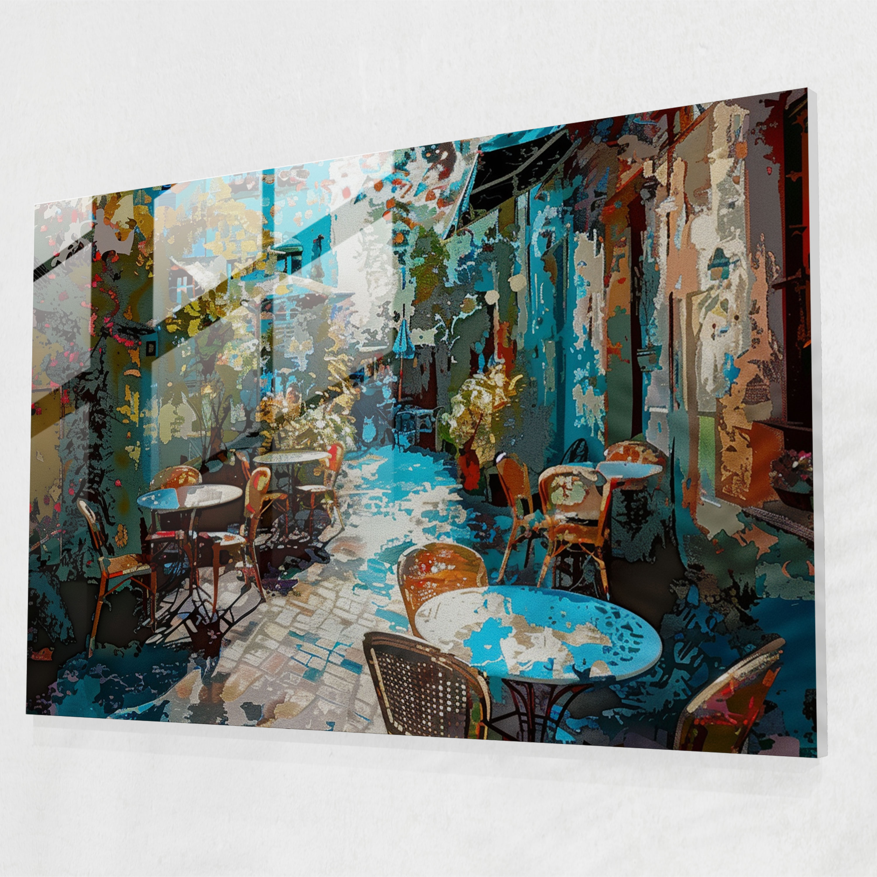 Impressionism Cafe Terrace Glass Art - Impressionism, Glass Art, Wall Decoration, Impressionism