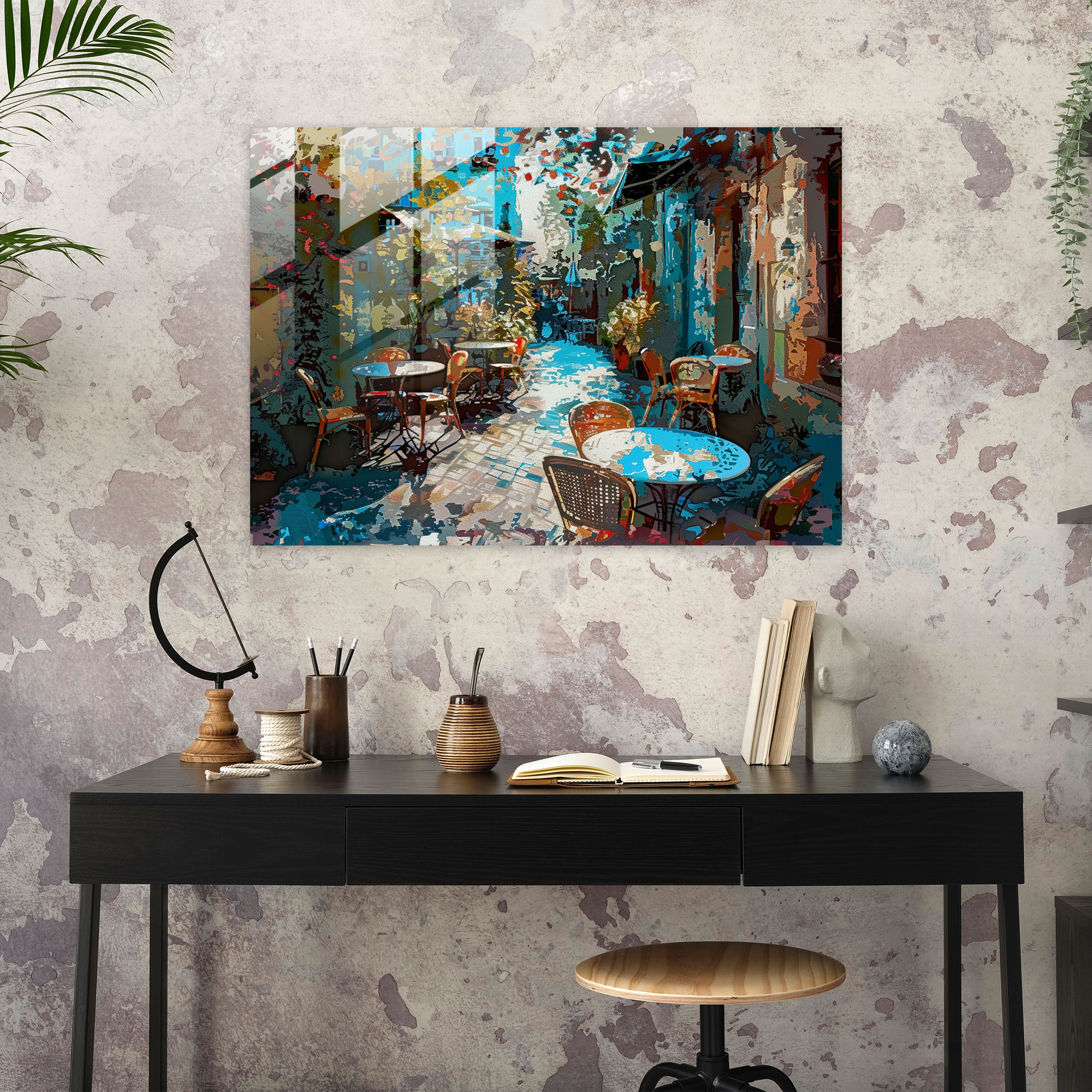 Impressionism Cafe Terrace Glass Art - Impressionism, Glass Art, Wall Decoration, Impressionism