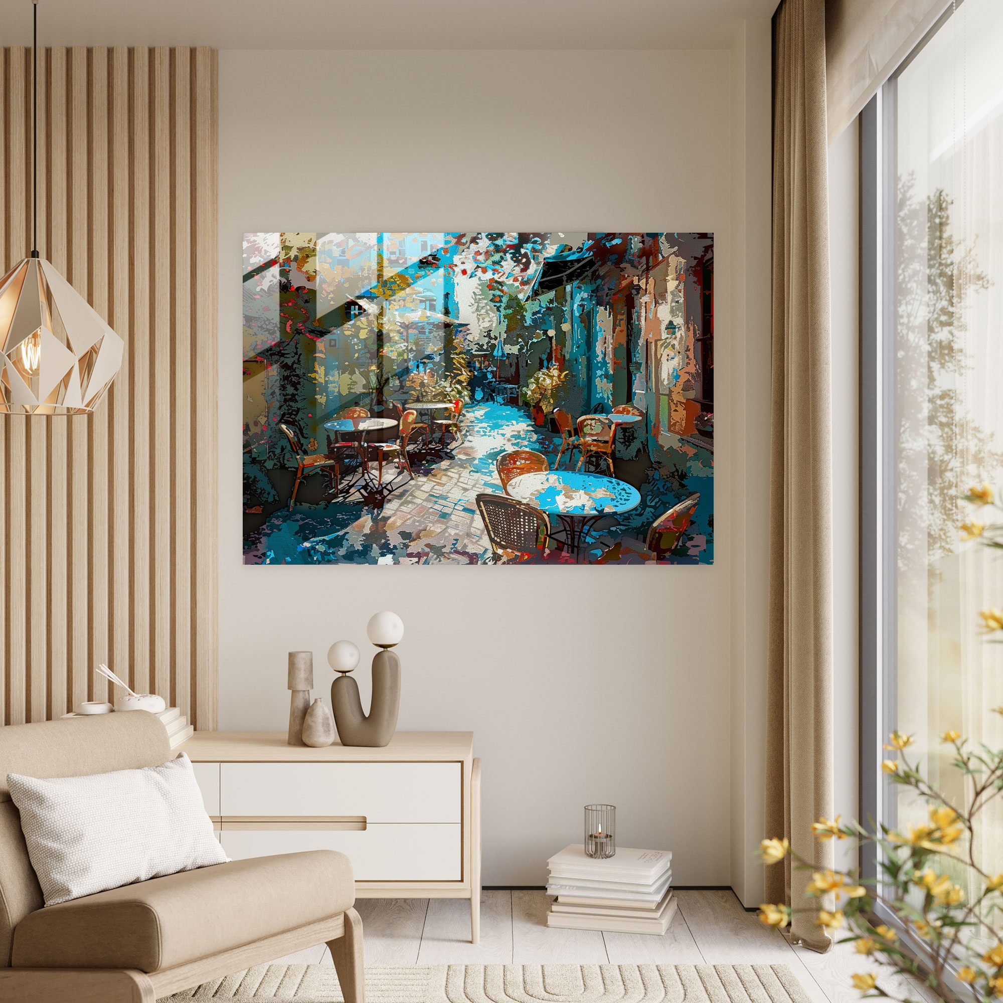 Impressionism Cafe Terrace Glass Art - Impressionism, Glass Art, Wall Decoration, Impressionism