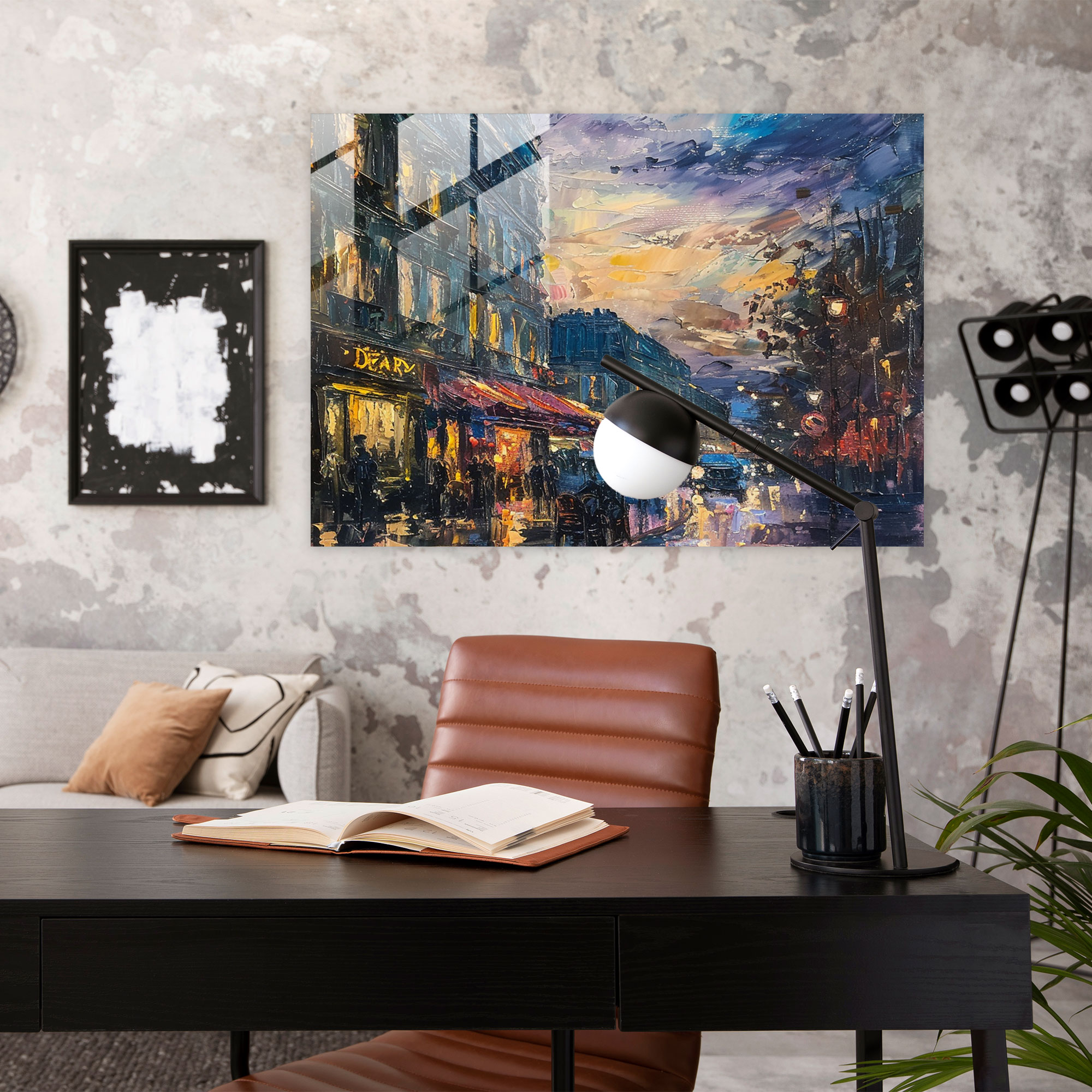 Impressionism Home Decoration - Paris Street Scene At Dusk - Impressionism, Home Decoration, Glass Print, Dusk