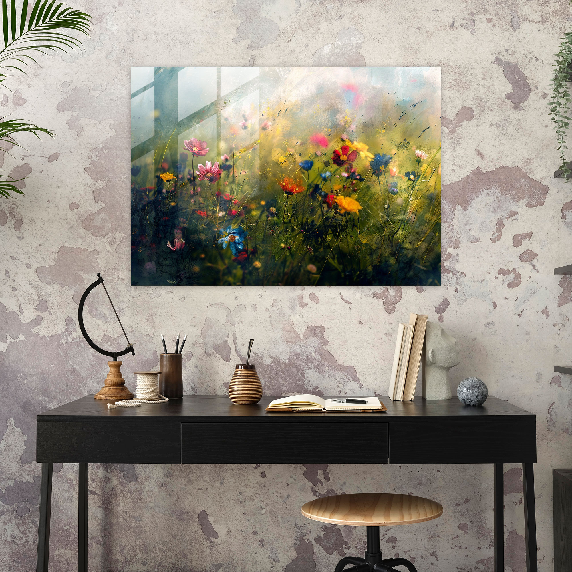 Impressionism Blooming Flowers Glass Print - Impressionism, Home Decoration, Glass Print, Flowers