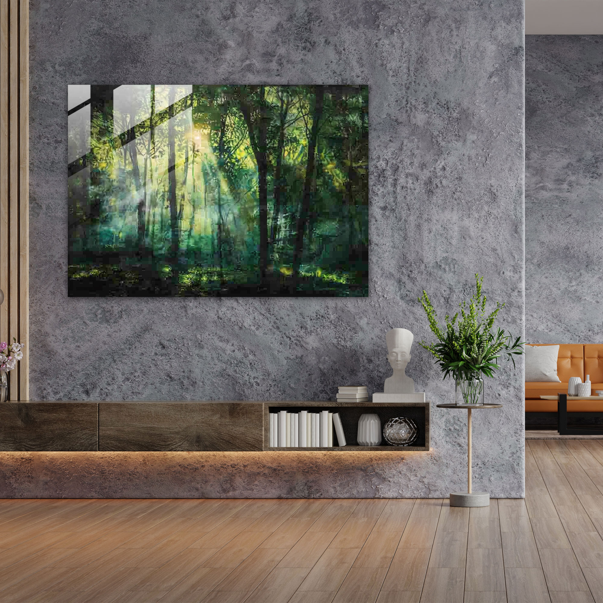 Impressionism Sunlight Forest Glass Print - Impressionism, Forest, Impressionism, Sunlight