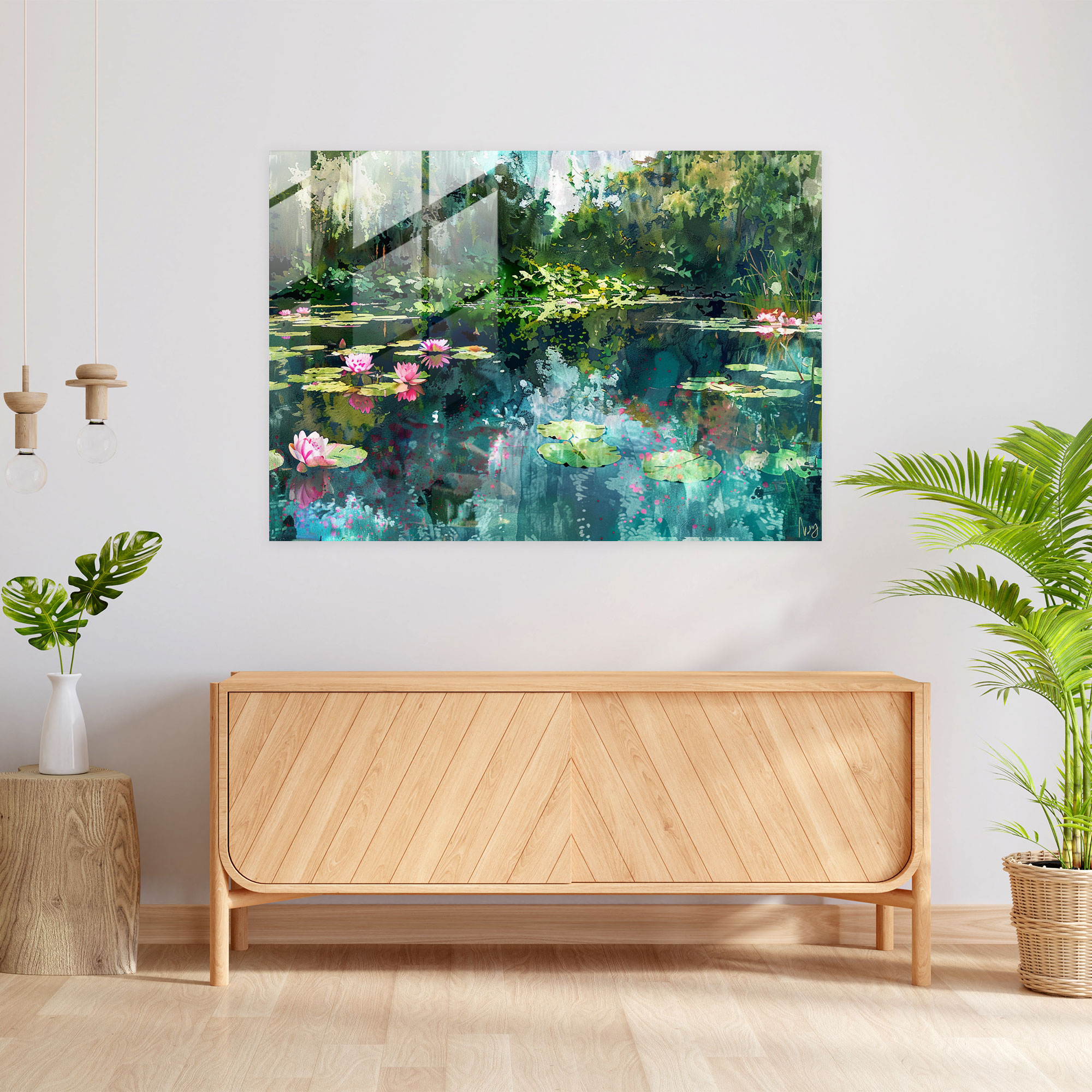 Impressionism Water Lilies Glass Print - Impressionism, Glass Print, Riverside, Impressionism