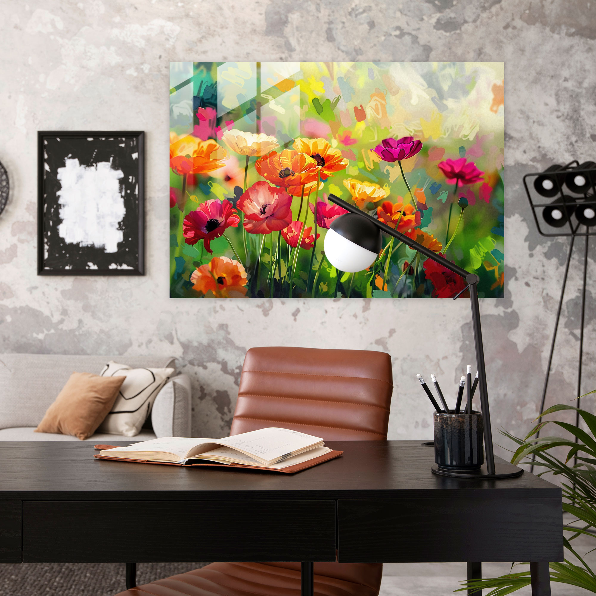 Impressionism Garden Flowers Glass Print - Impressionism, Glass Print, Impressionism, Garden