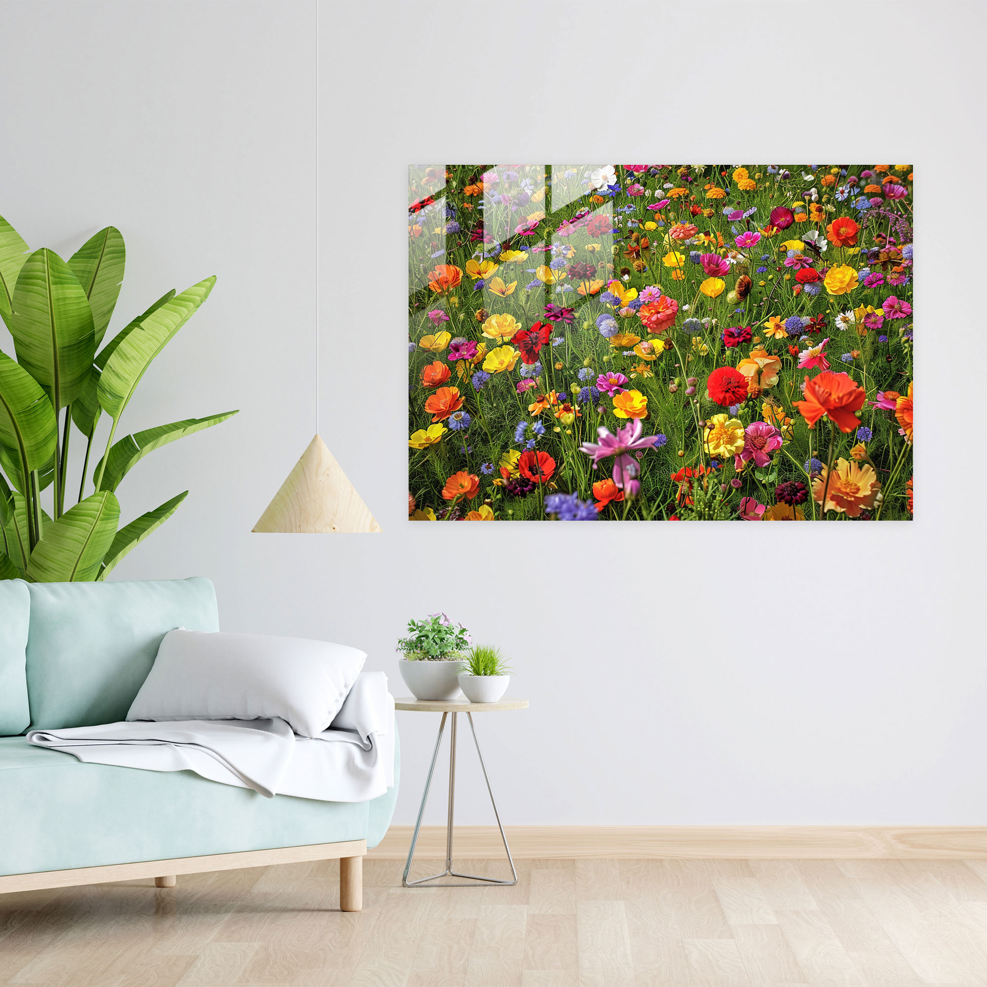 Impressionism Glass Print: Field Of Colorful Flowers - Impressionism, Glass Wall Art, Home Decoration, Impressionism