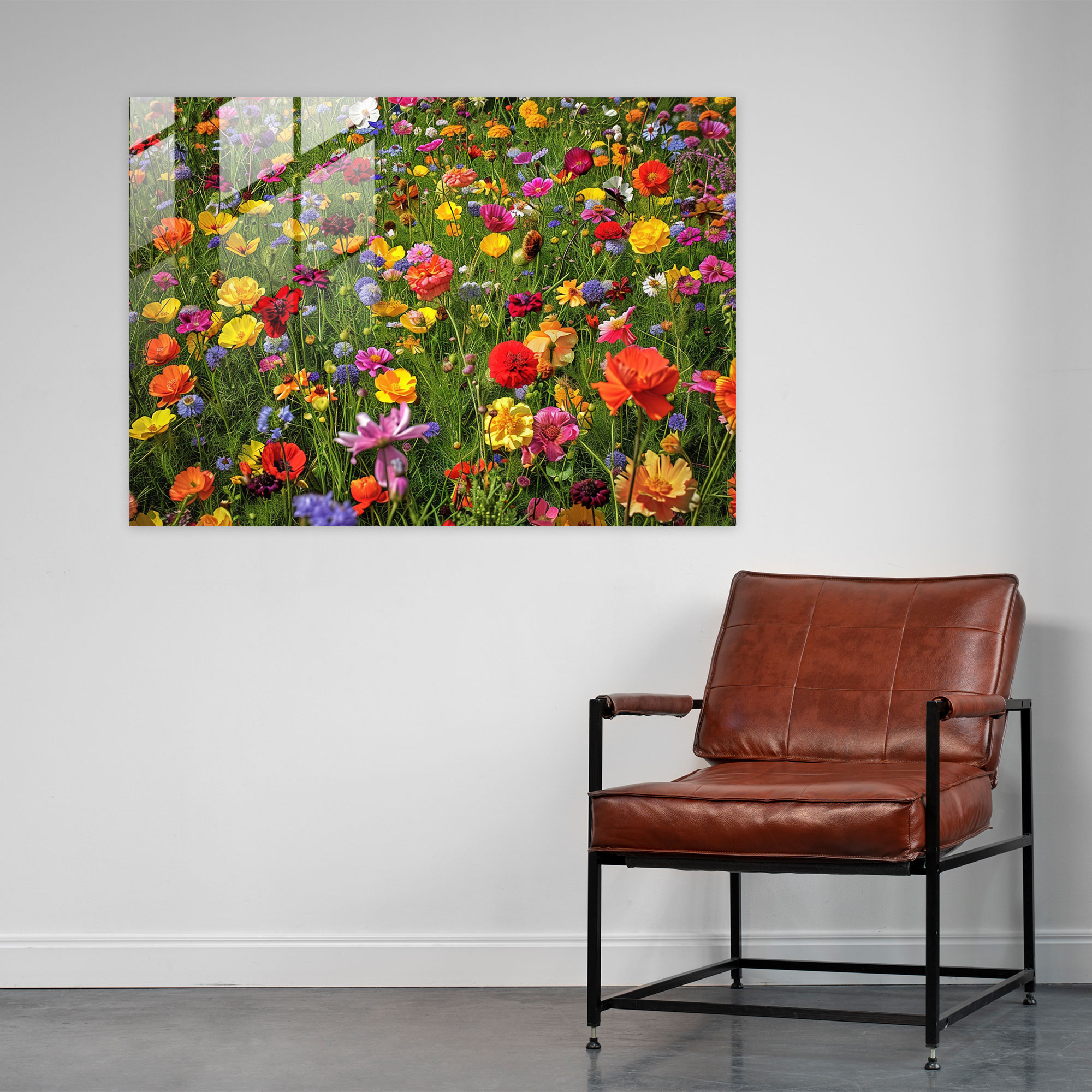 Impressionism Glass Print: Field Of Colorful Flowers - Impressionism, Glass Wall Art, Home Decoration, Impressionism