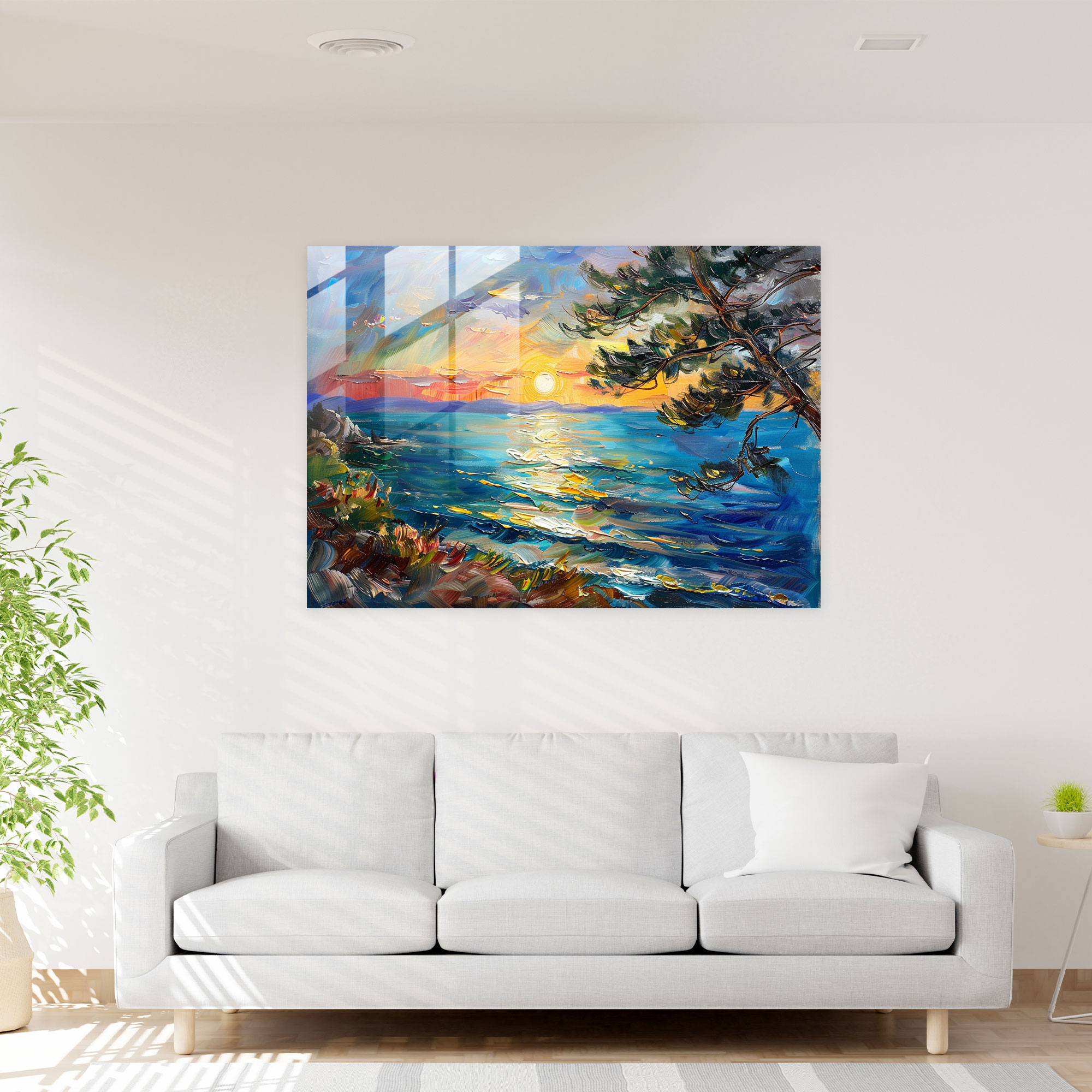 Impressionism Wall Decoration: Seaside Sunset - Impressionism, Glass Wall Art, Impressionism, Modern Art