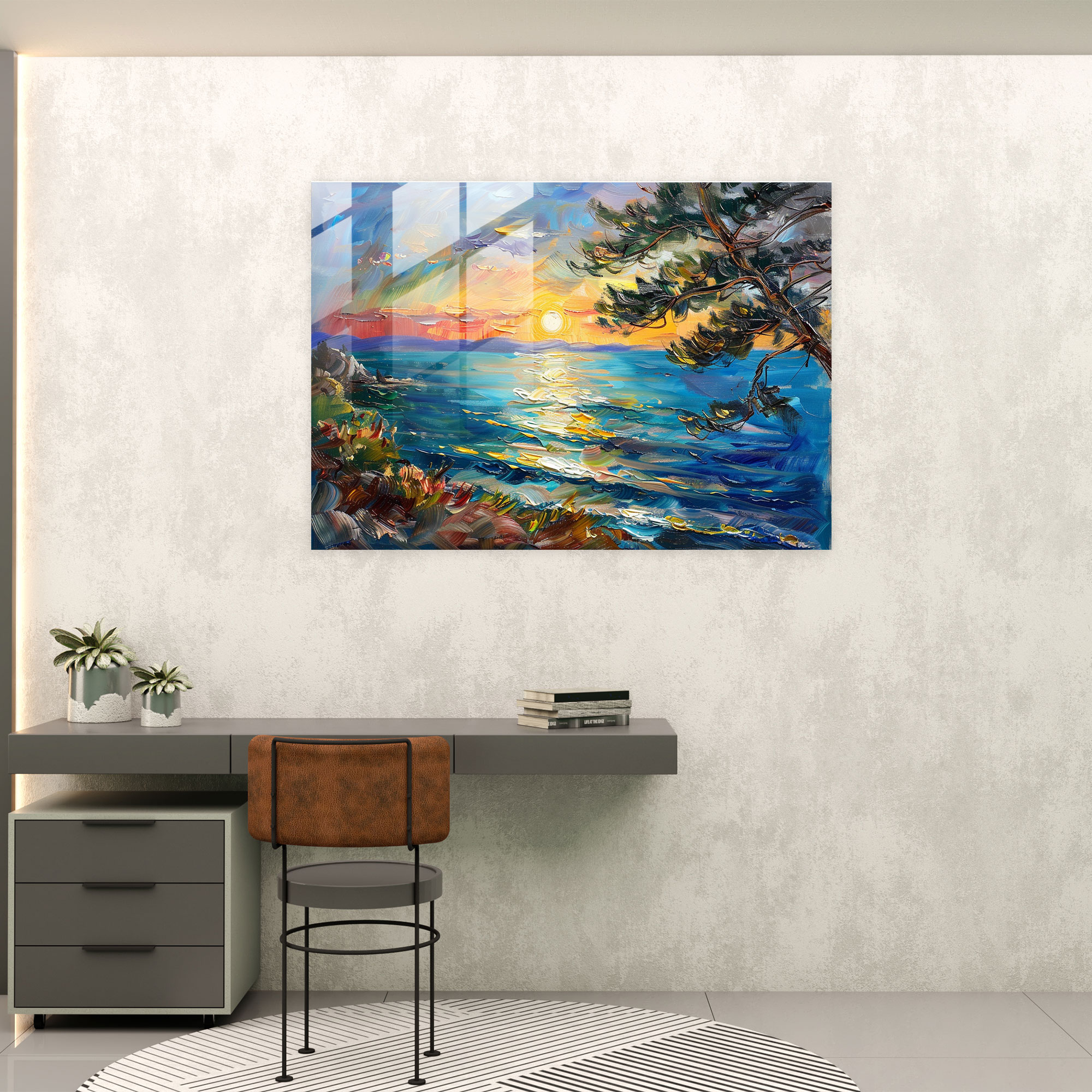 Impressionism Wall Decoration: Seaside Sunset - Impressionism, Glass Wall Art, Impressionism, Modern Art
