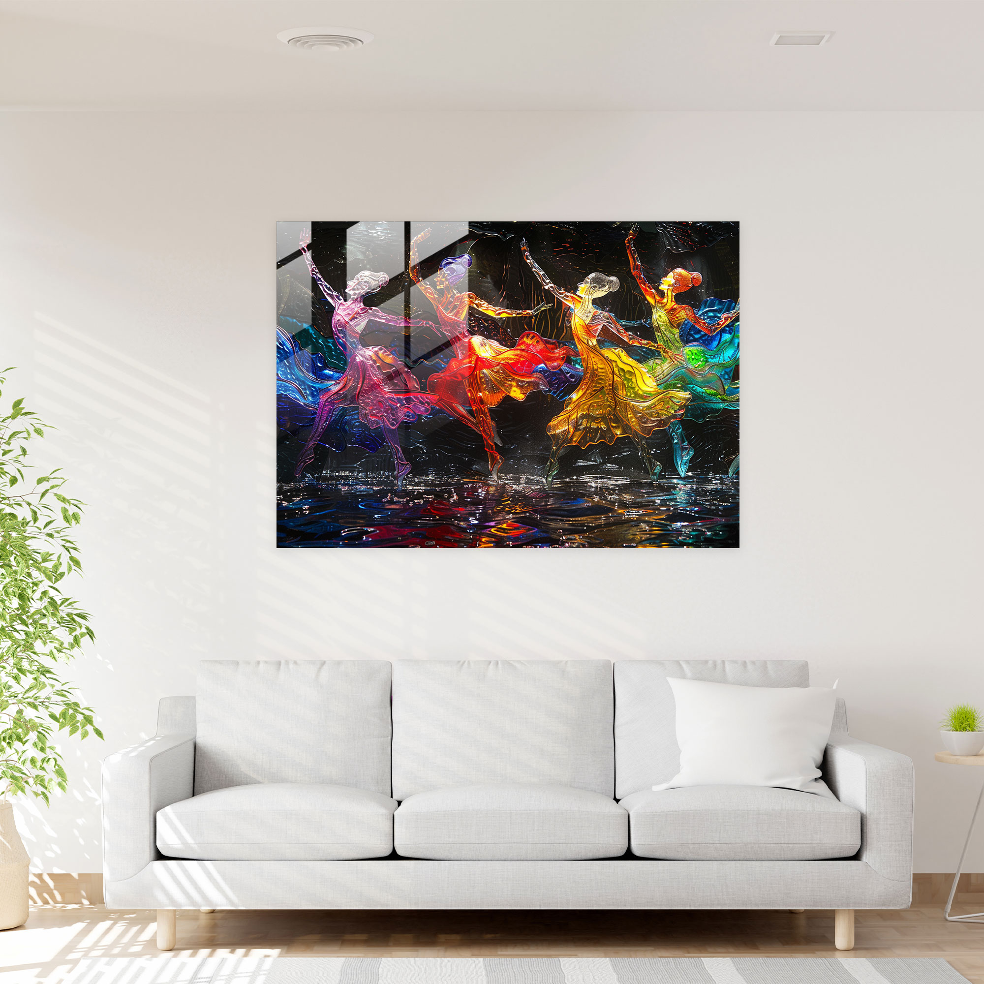 Impressionism Glass Art: Ballet Dancers - Impressionism, Home Decoration, Glass Wall Art, Impressionism