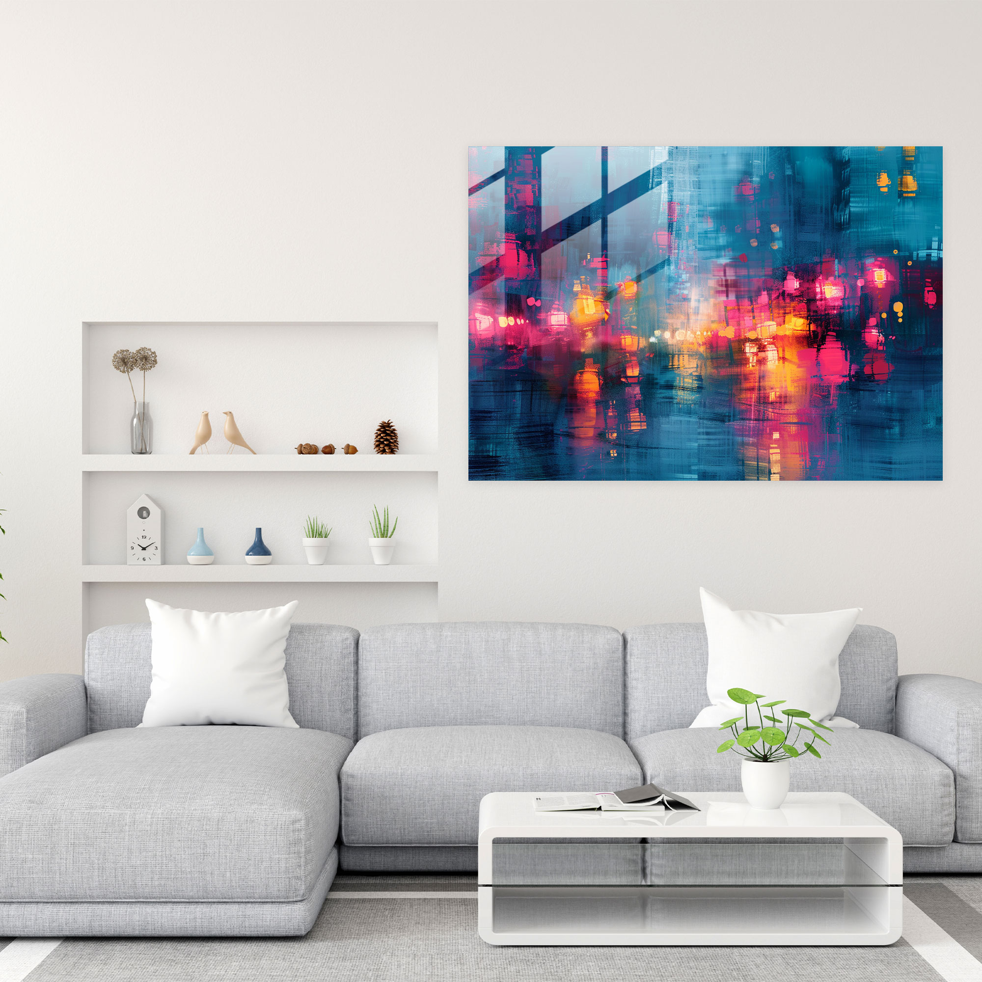 Impressionism Modern Art: Blurred Cityscape - Impressionism, Impressionism, Modern Art, Glass Wall Art