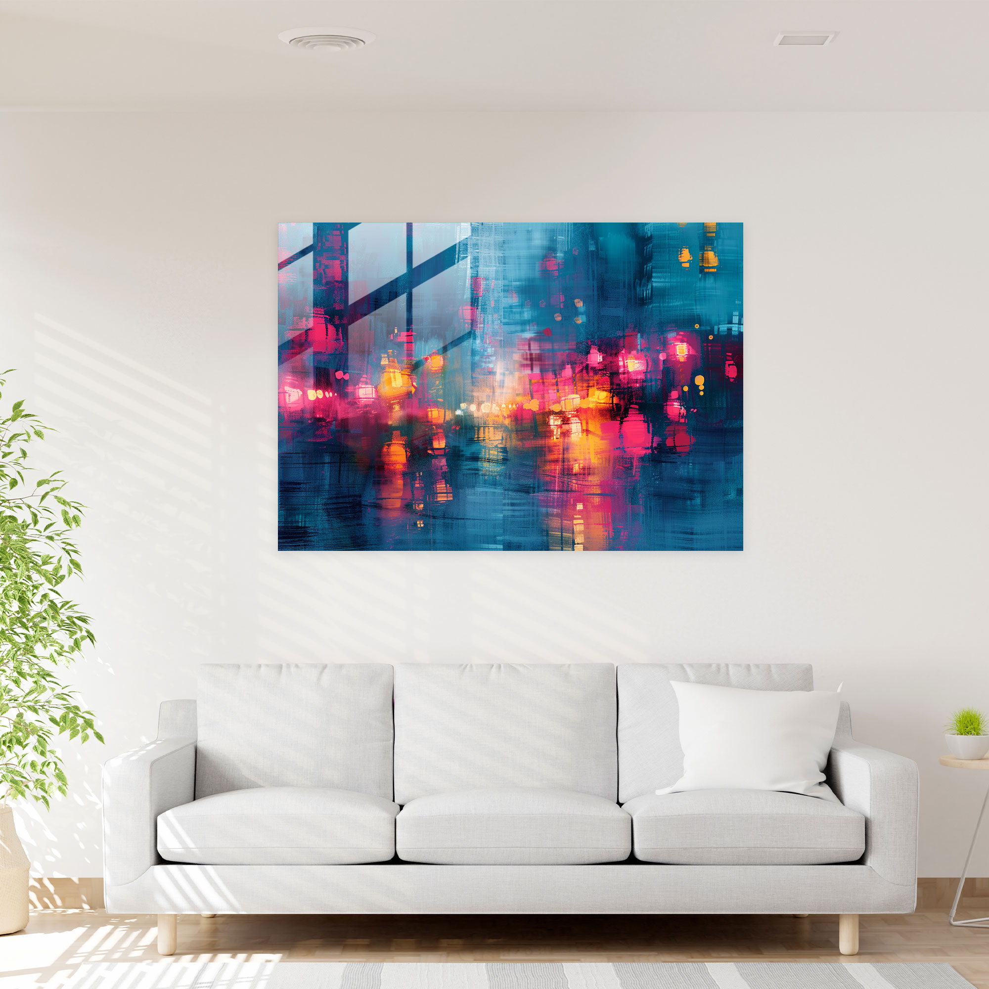 Impressionism Modern Art: Blurred Cityscape - Impressionism, Impressionism, Modern Art, Glass Wall Art